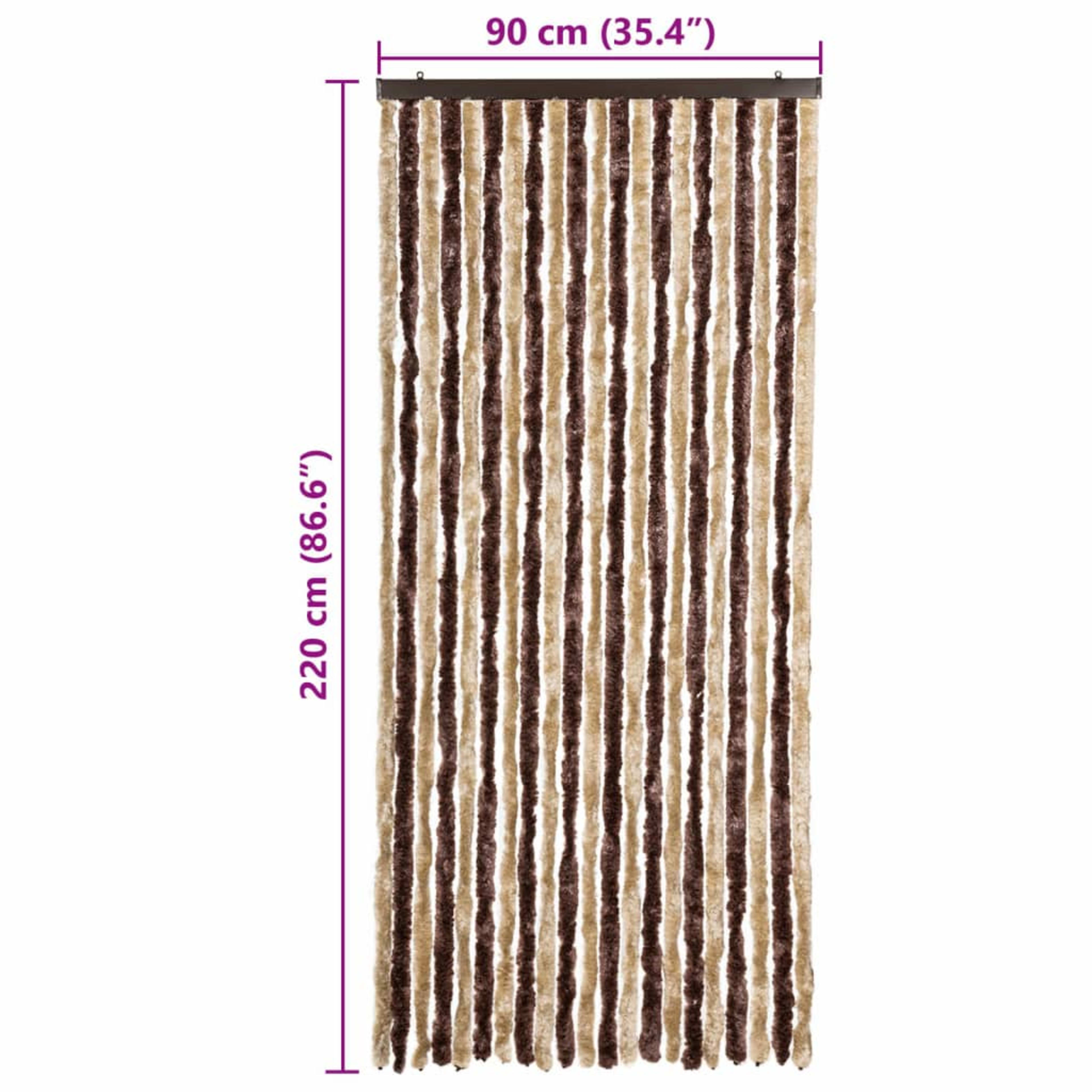 Insect Screen Curtain and Light Brown Chenille   Insect Screen Curtain and 2