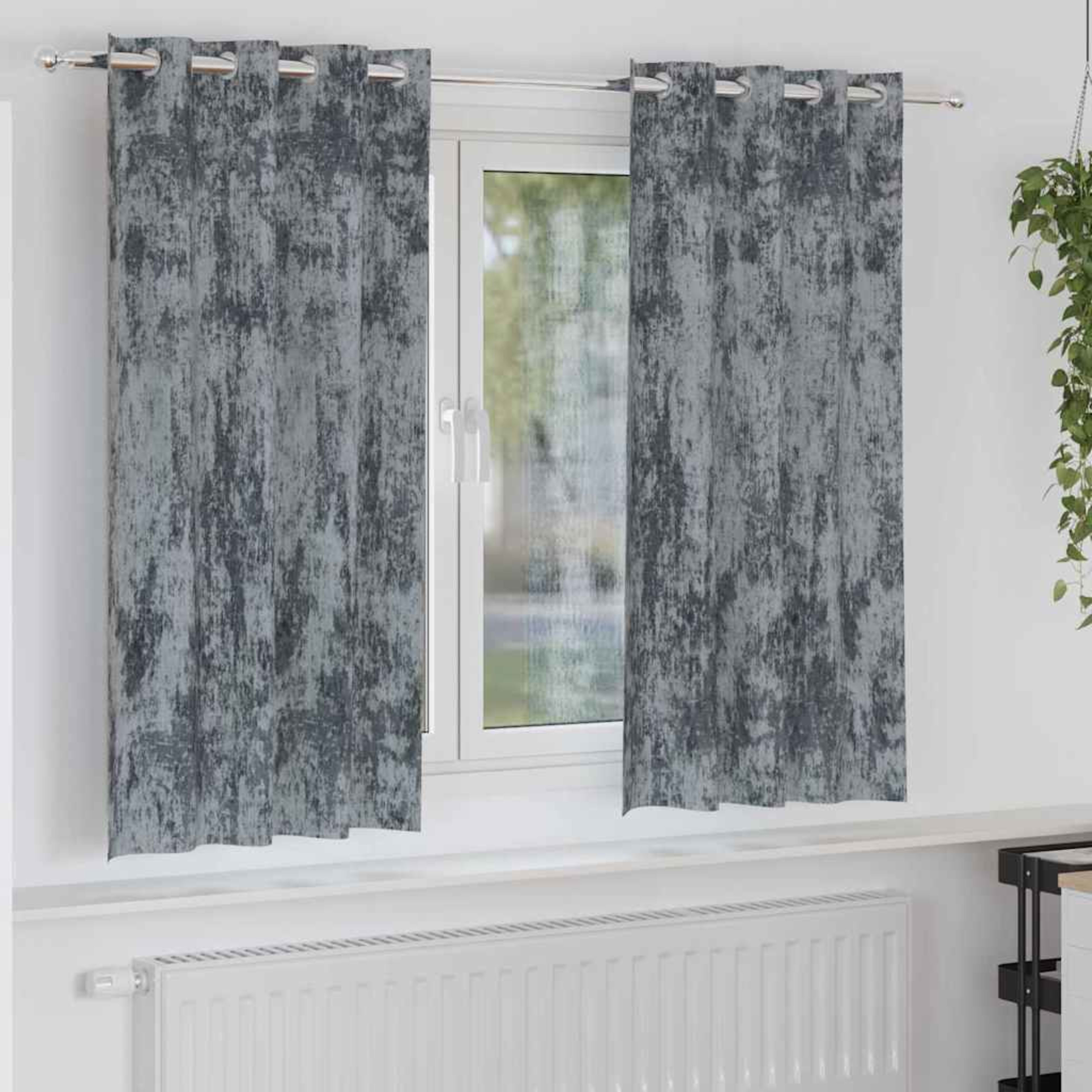 Curtain Set of 2 Silver Velvet 4