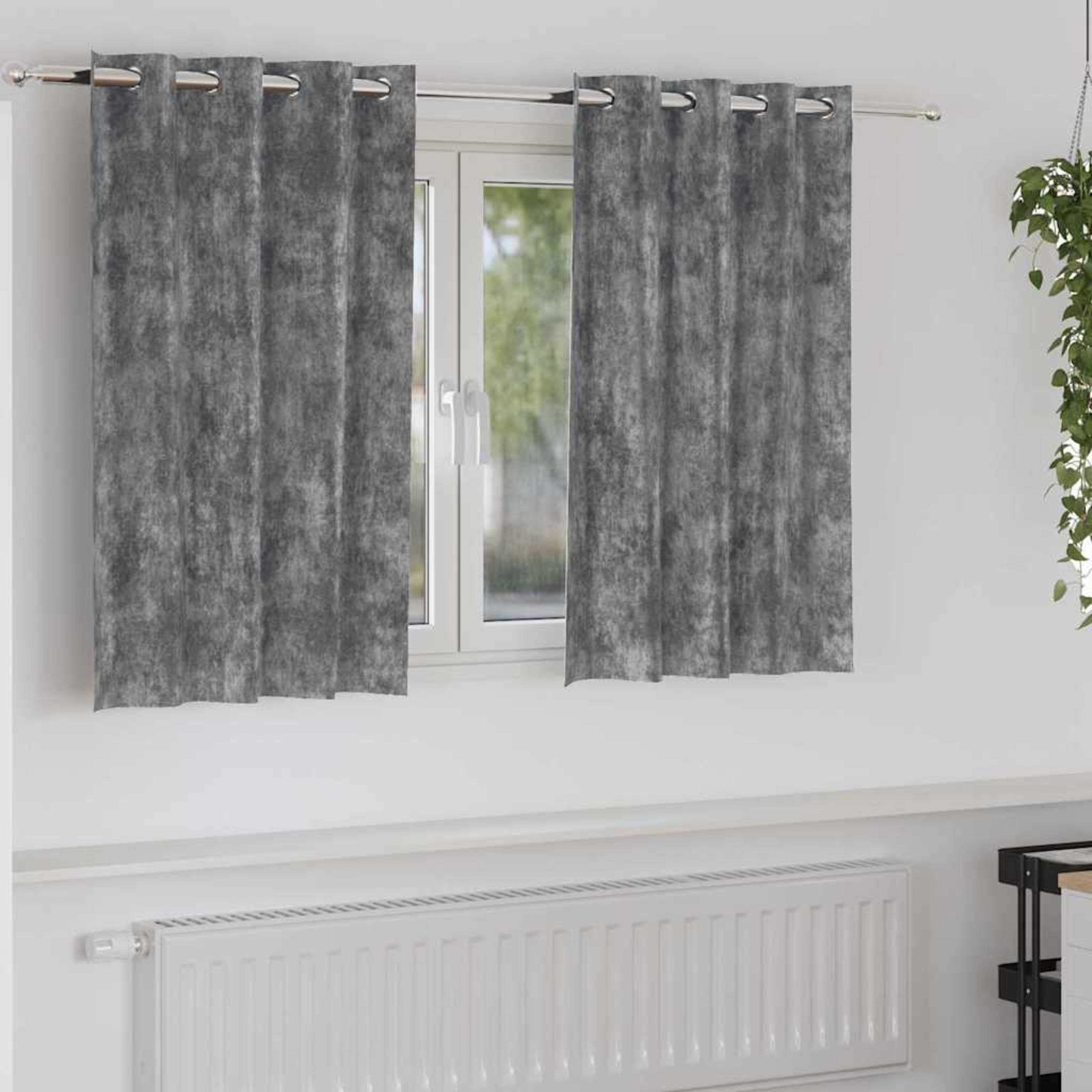 Curtain Set of 2 Silver Velvet 10