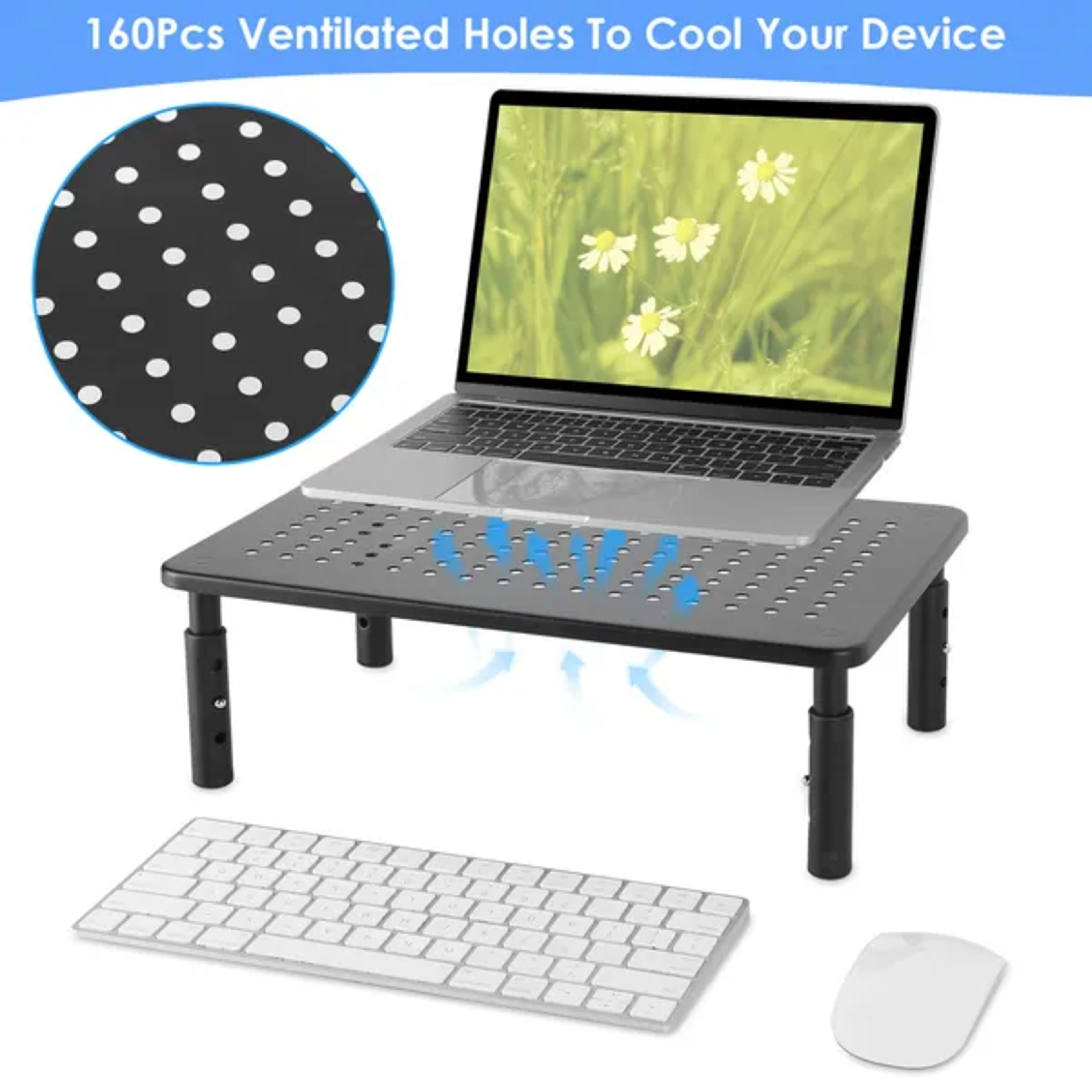 Monitor Stand Riser 3 Height Adjustable Desk Riser Organizer With Ventilation Holes