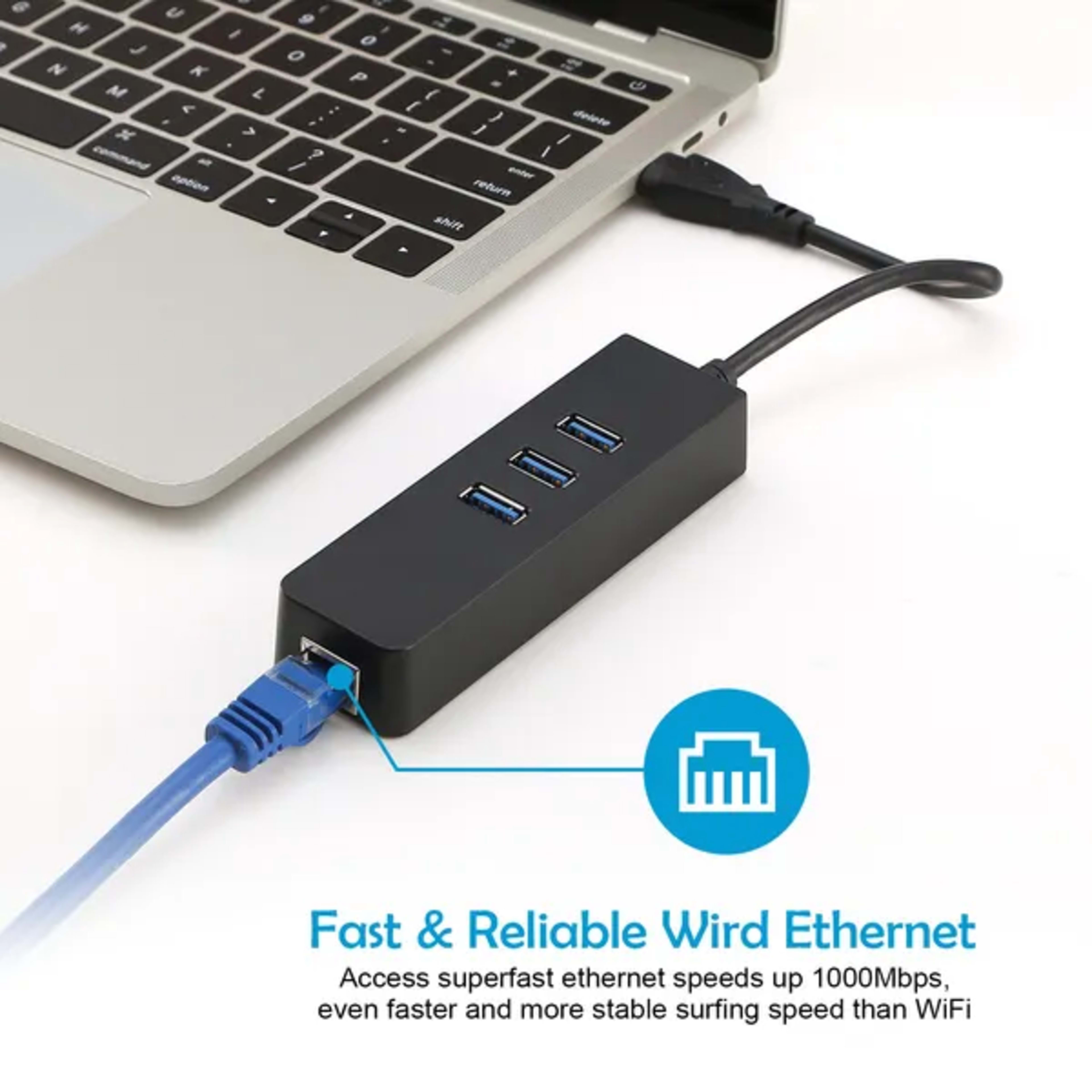 3 Ports USB 3.0 Hub Gigabit Ethernet Adapter 10/100/1000 Mbps Converter LAN RJ45 Wired USB Network Adapter 5