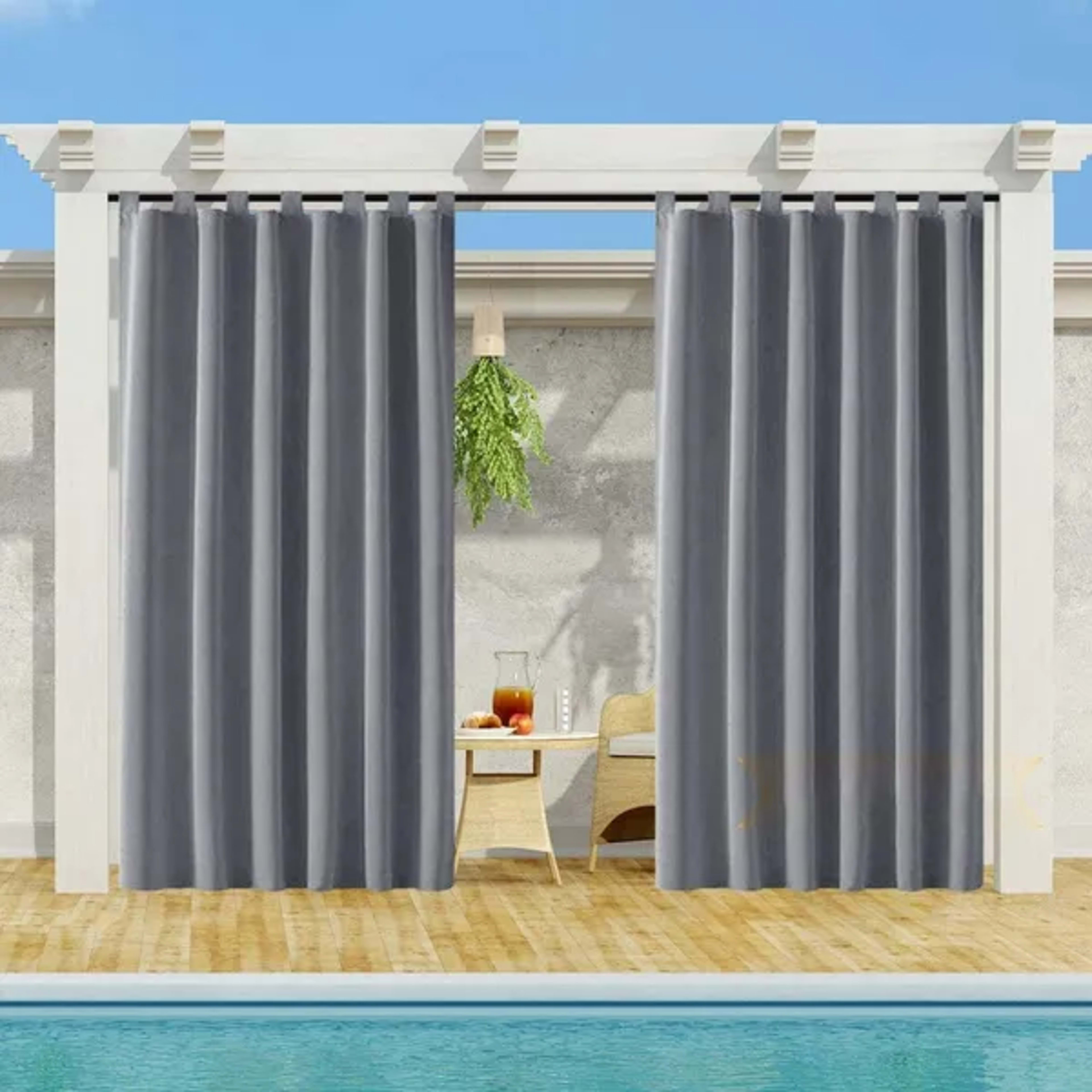 Gray Smooth 50 In. W X 108 In. L Other Blackout Outdoor Light Filtering Curtain (Single Panel), Silencer Clip 2