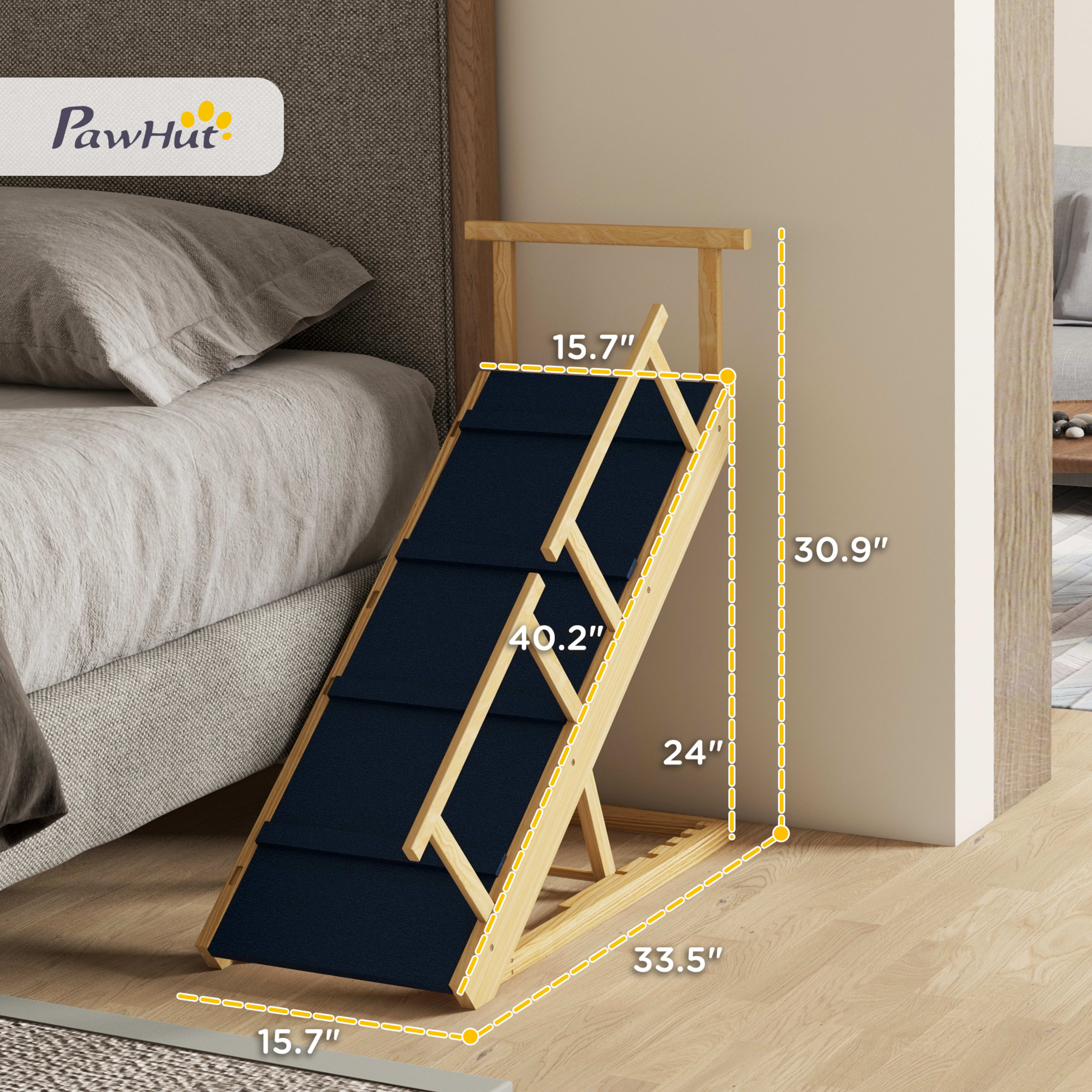 Dog Ramp, Adjustable Height Pet Steps, Foldable Dog Stairs with Non-slip Mat for Small to Large Dogs 1