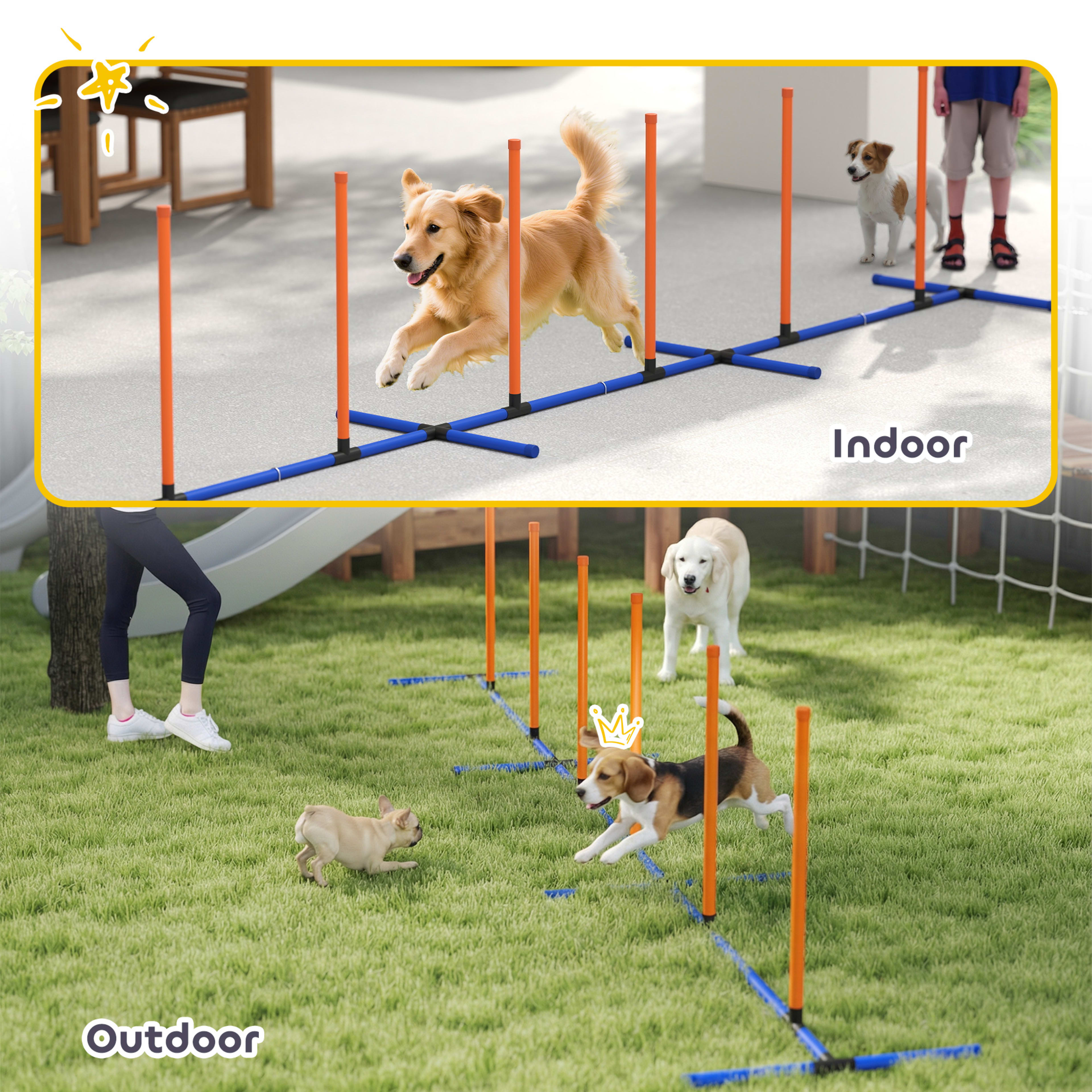 Dog Agility Training Equipment Adjustable Poles for Dog Agility Course with Carry Bag 3