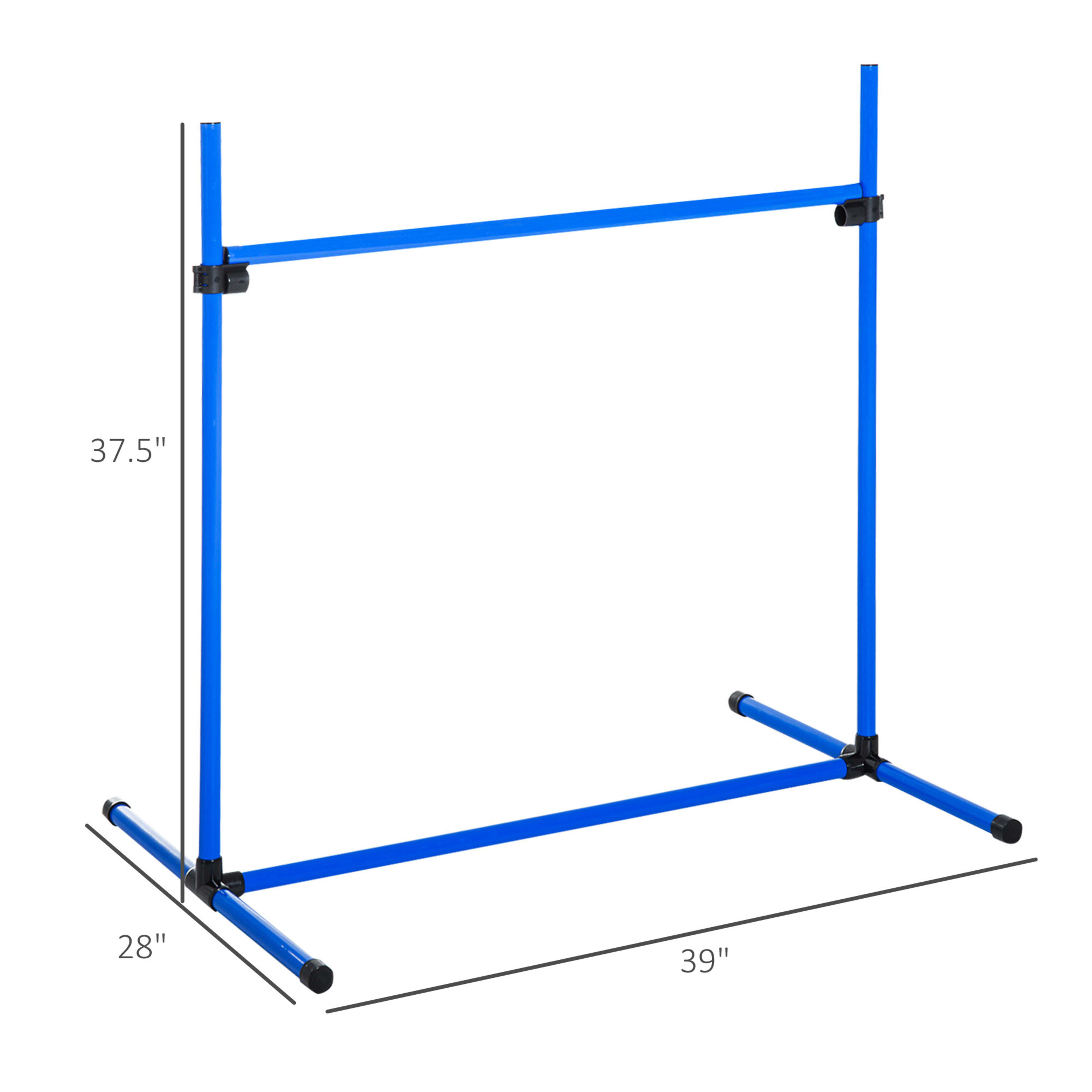 4 Piece Dog Agility Starter Kit with Adjustable Height Jump Bars, Included Carry Bag & Displacing Top Bar - Blue 5
