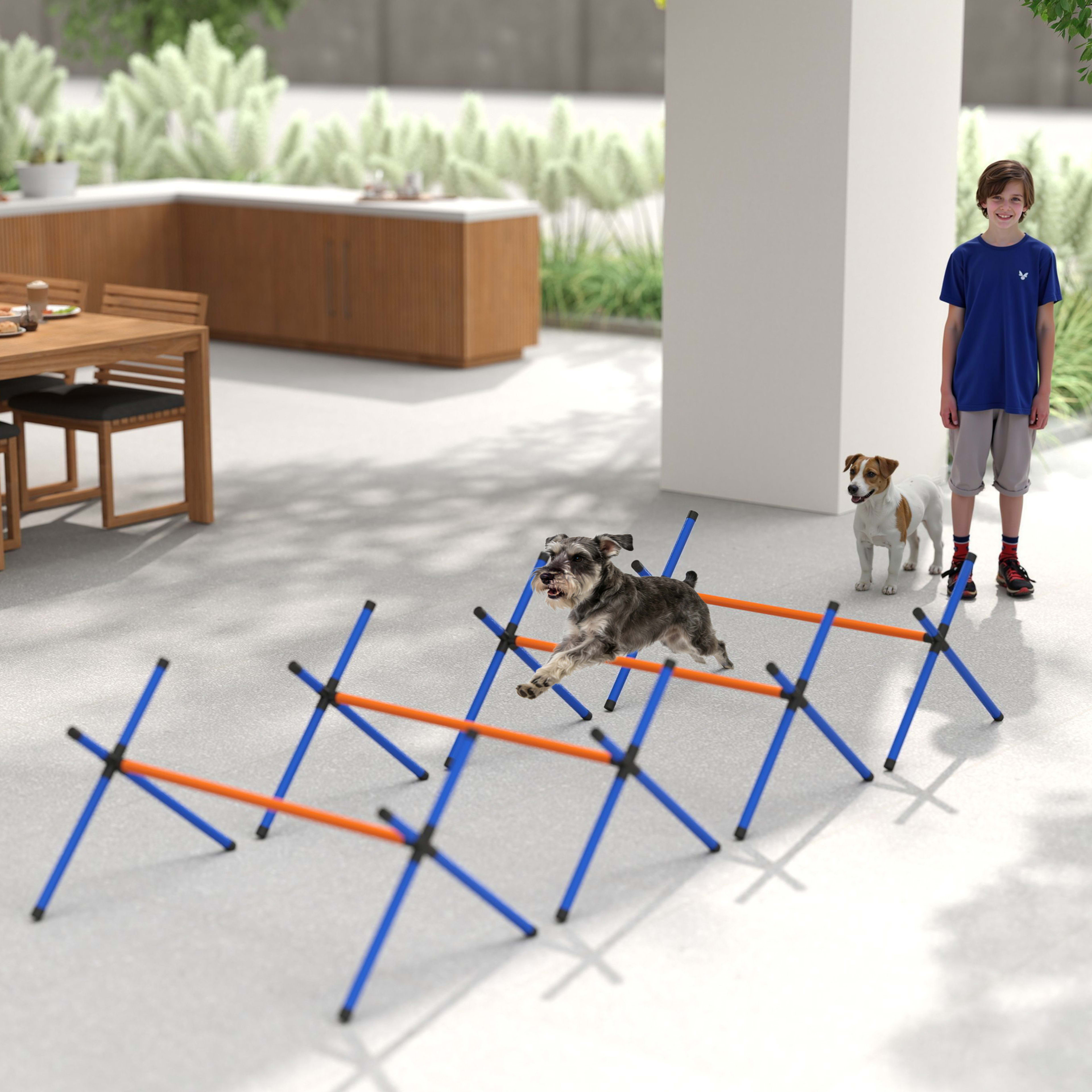 4 Pieces Dog Agility Equipment, Dog Agility Course Backyard Set with Adjustable Height Jump Bars and Carry Bag 6