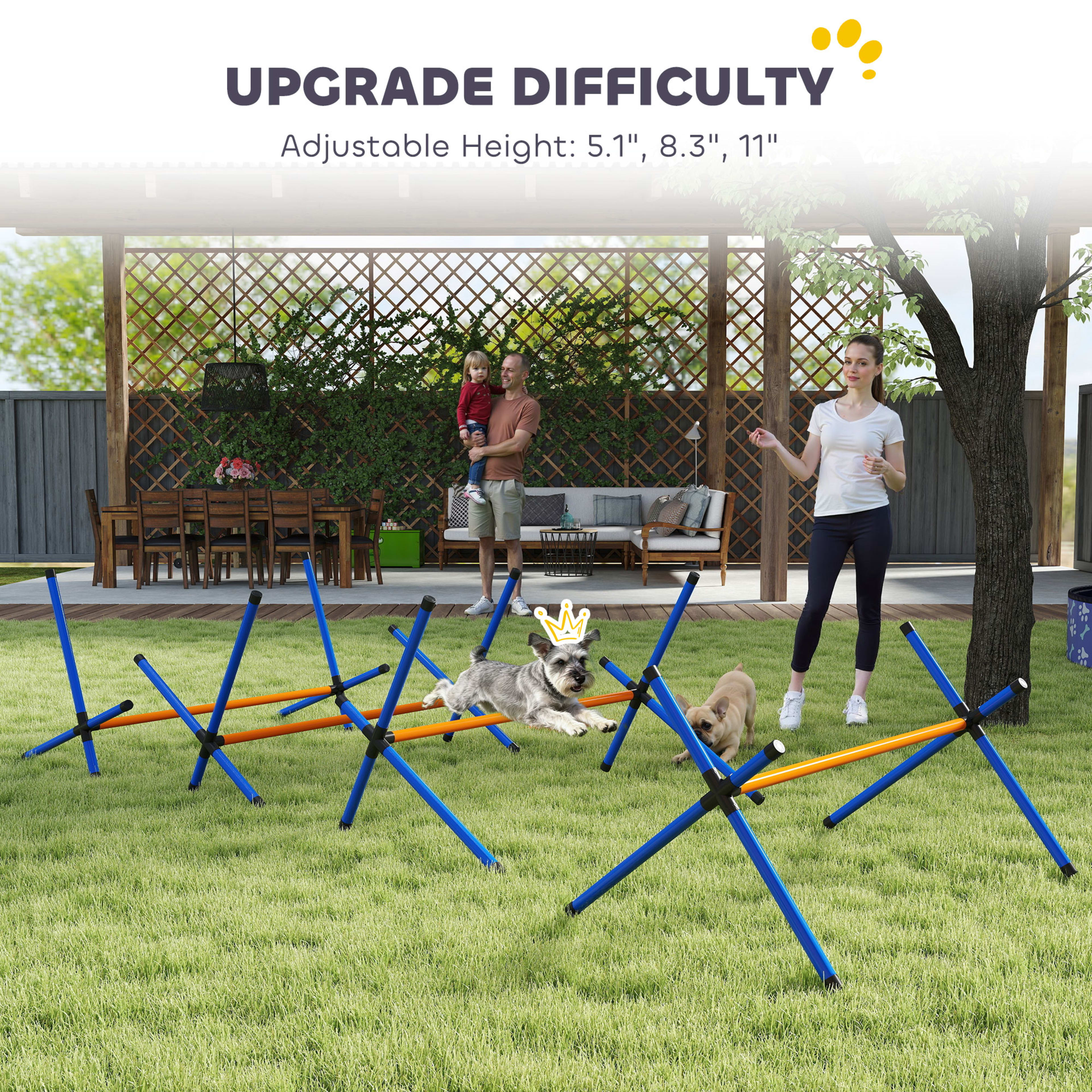 4 Pieces Dog Agility Equipment, Dog Agility Course Backyard Set with Adjustable Height Jump Bars and Carry Bag 7