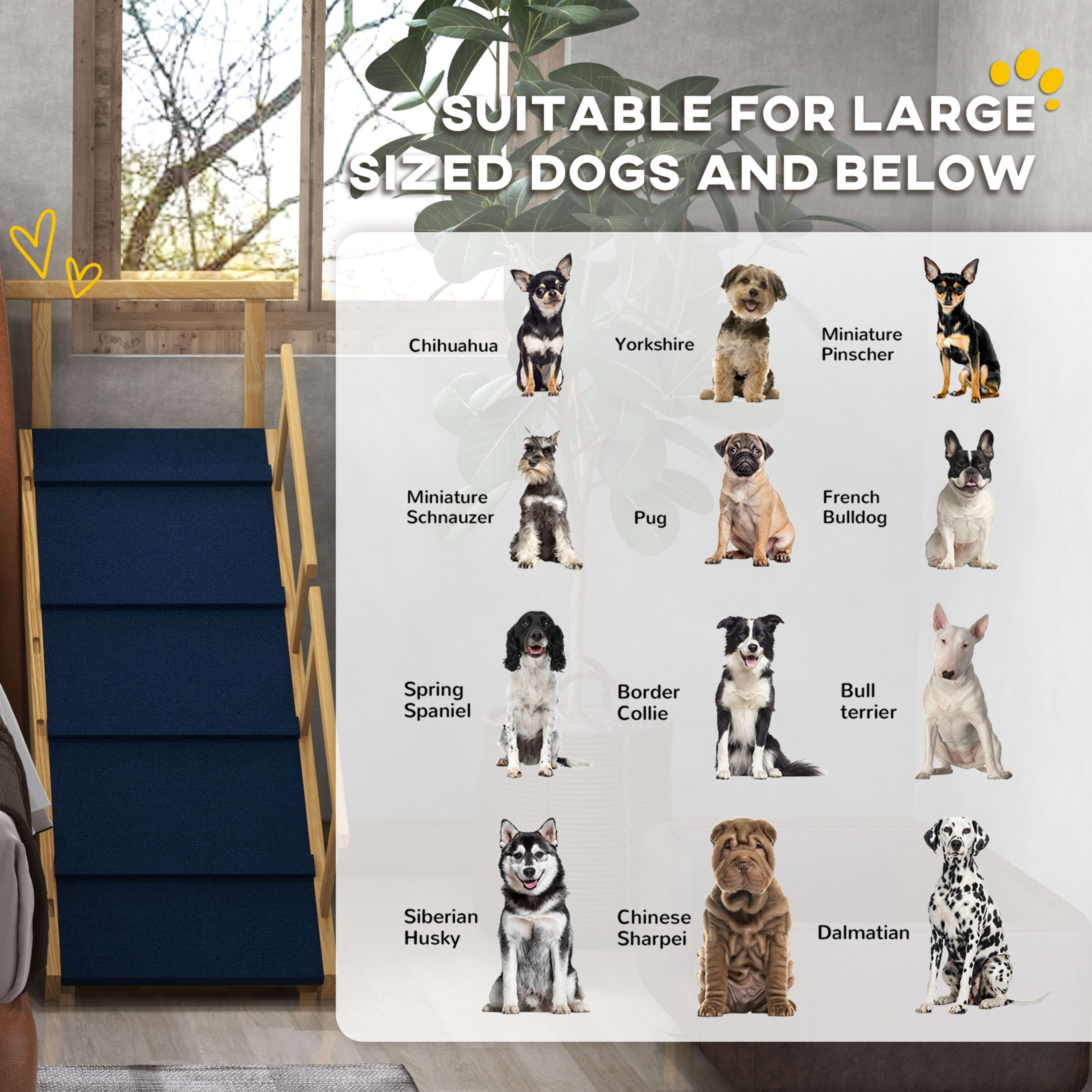 Dog Ramp, Adjustable Height Pet Steps, Foldable Dog Stairs with Non-slip Mat for Small to Large Dogs 2