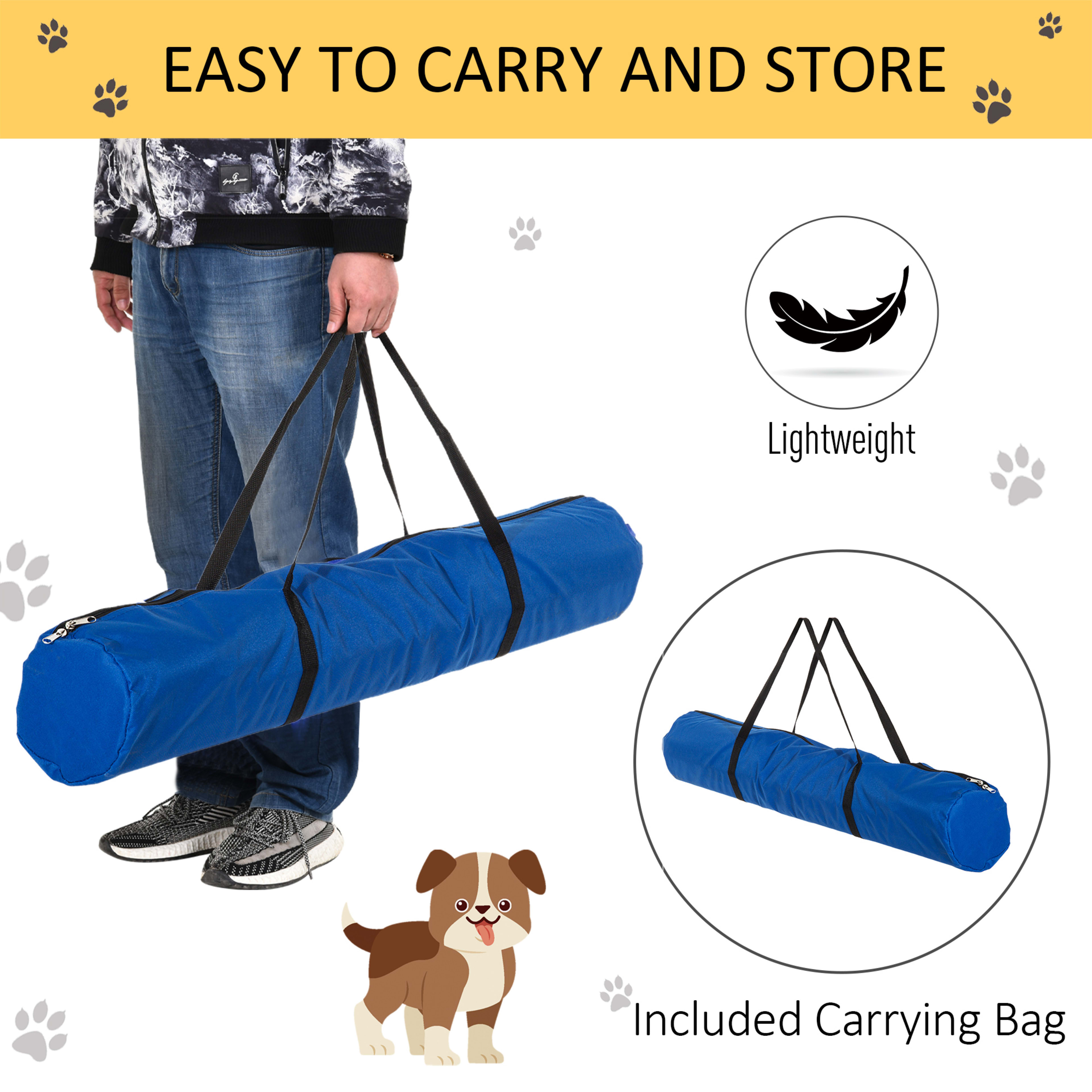 4 Piece Dog Agility Starter Kit with Adjustable Height Jump Bars, Included Carry Bag & Displacing Top Bar - Blue 6