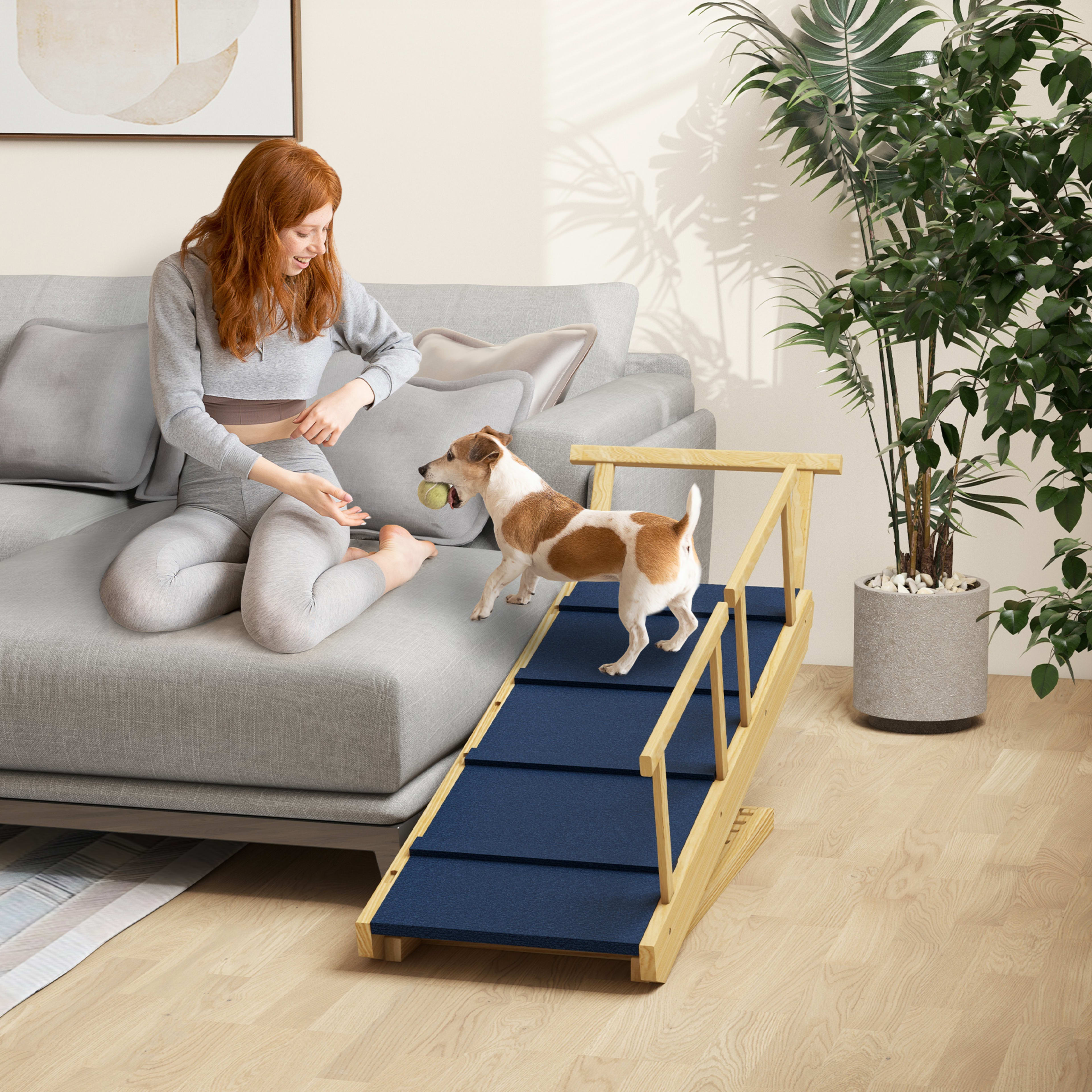 Dog Ramp, Adjustable Height Pet Steps, Foldable Dog Stairs with Non-slip Mat for Small to Large Dogs 3
