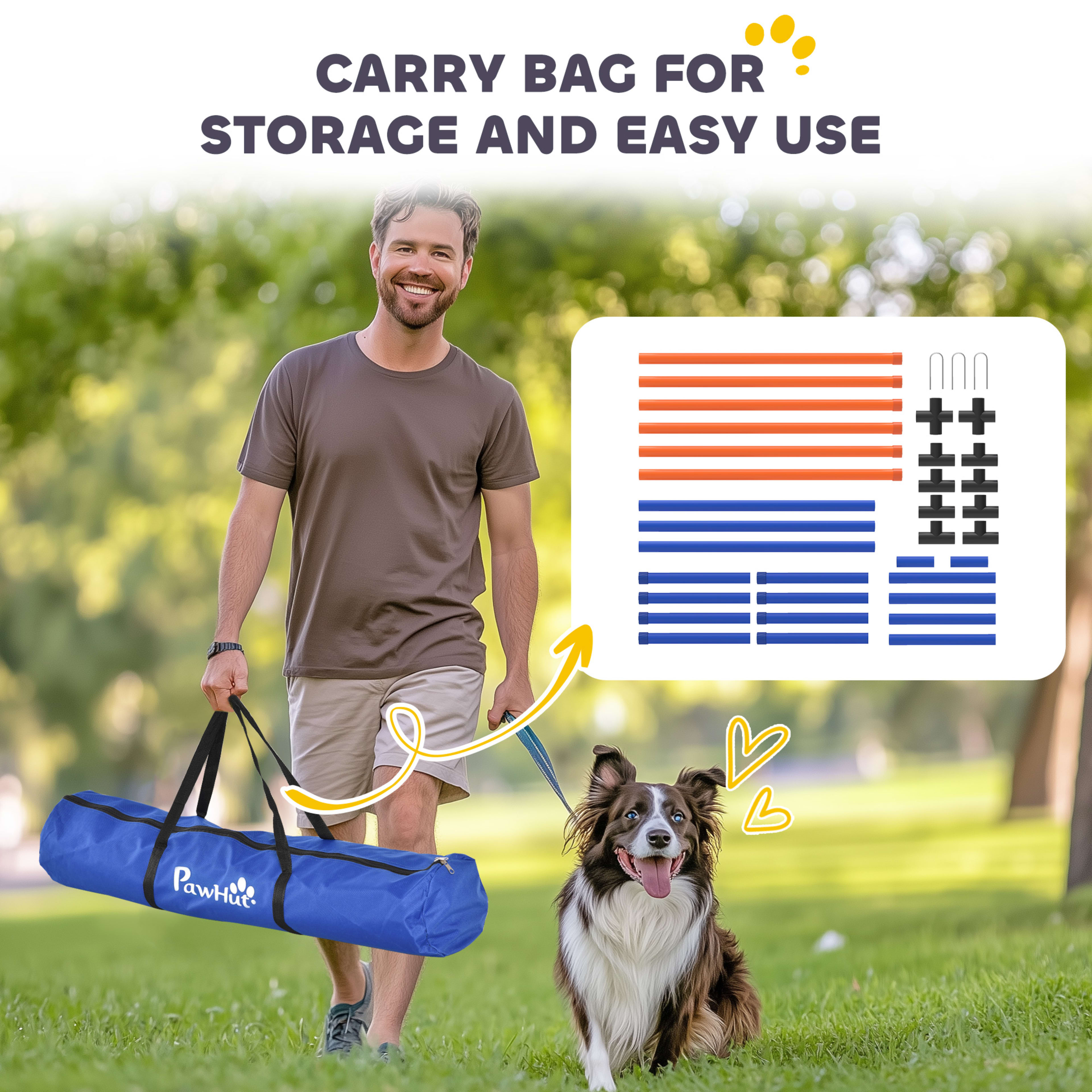 Dog Agility Training Equipment Adjustable Poles for Dog Agility Course with Carry Bag 2