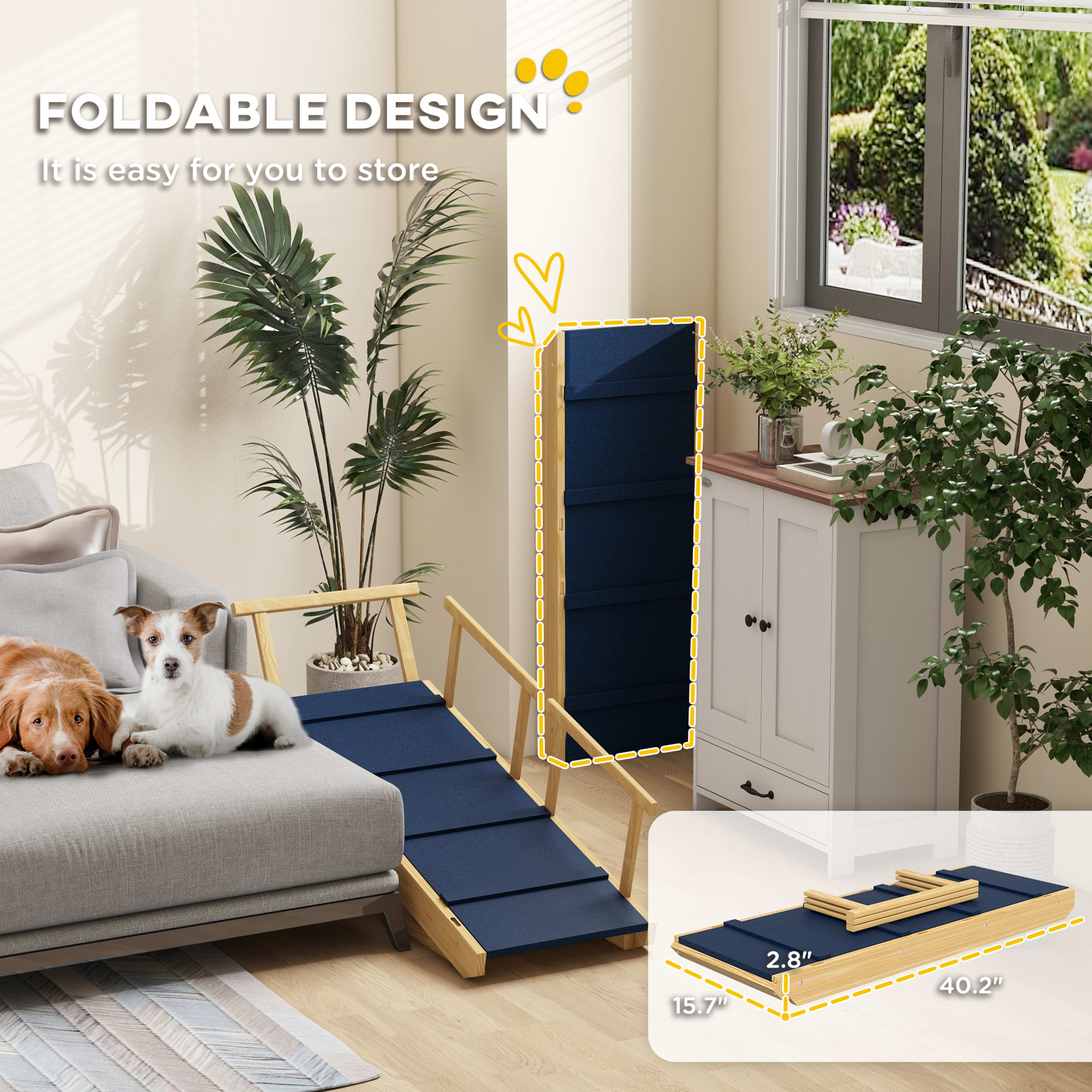 Dog Ramp, Adjustable Height Pet Steps, Foldable Dog Stairs with Non-slip Mat for Small to Large Dogs 7