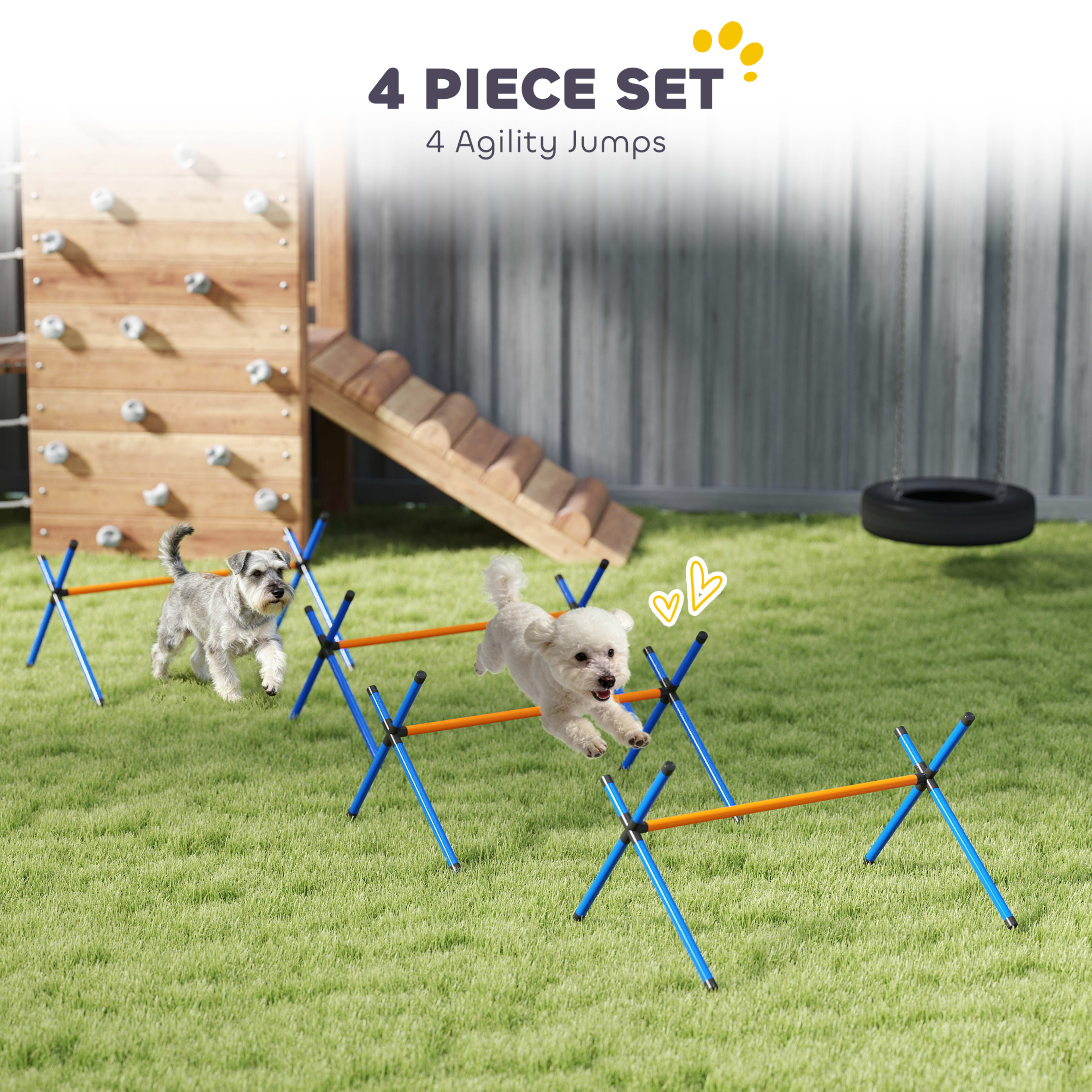4 Pieces Dog Agility Equipment, Dog Agility Course Backyard Set with Adjustable Height Jump Bars and Carry Bag 1