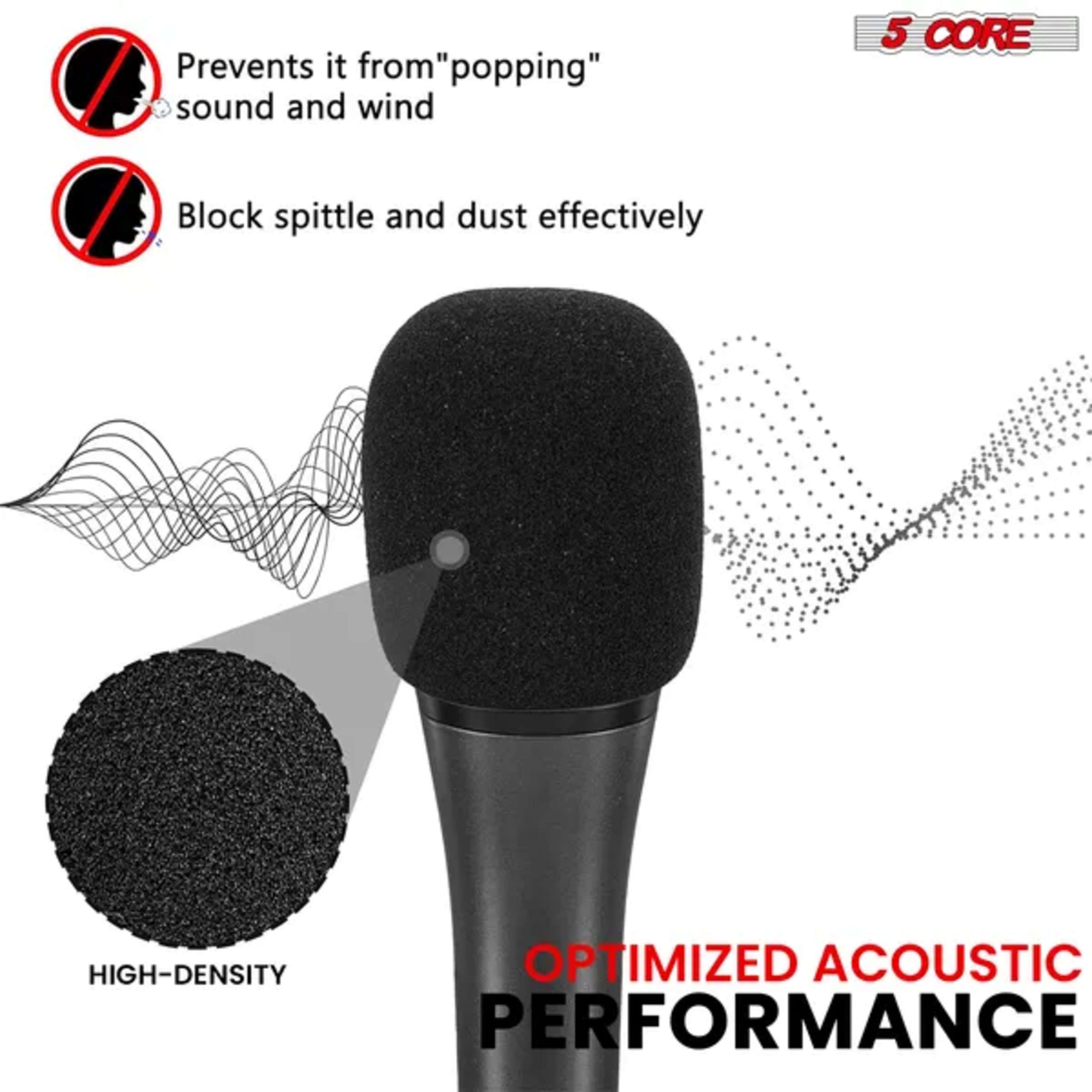5Core Microphone Cover Soft Foam Mic Windscreen Windproof Sponge For Handheld Mic 5