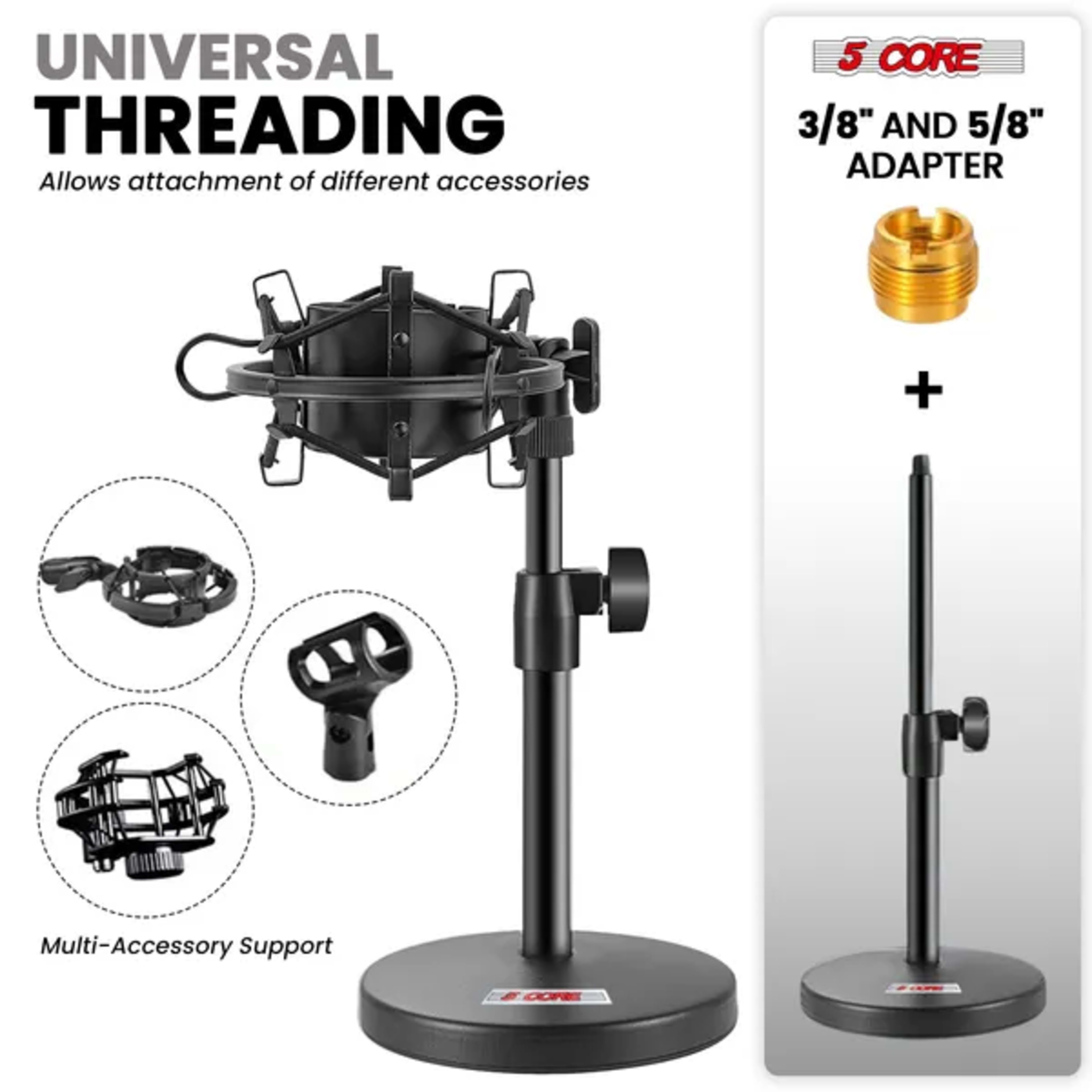 5 Core Mic Stand 3 In 1 Desktop Microphone Stands Adjustable Table Microfono Holder W Phone Clamp - MS RBS BOOM 1