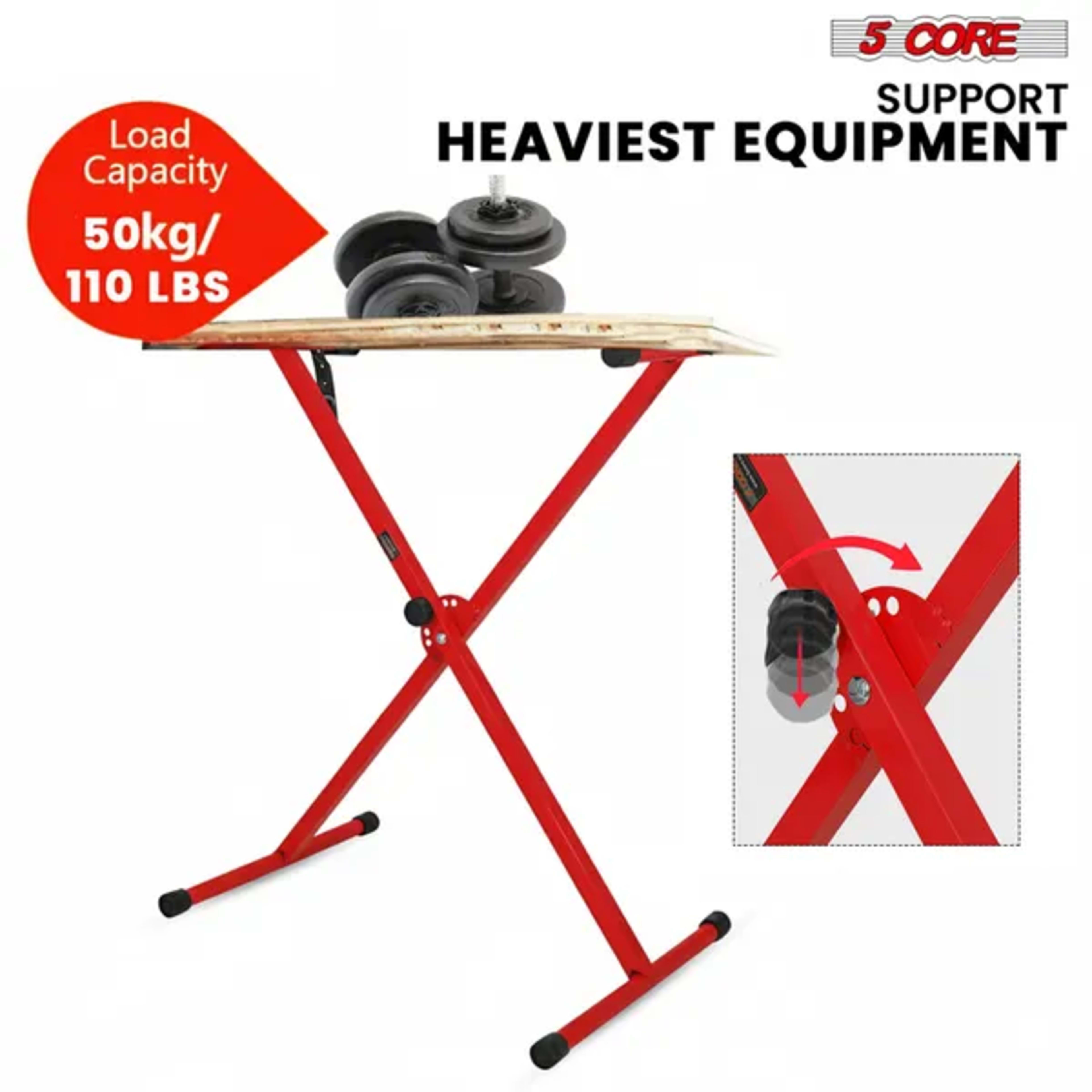 5 Core Keyboard Stand X Shape Adjustable Foldable Portable Key Board Stands W Locking Strap 2