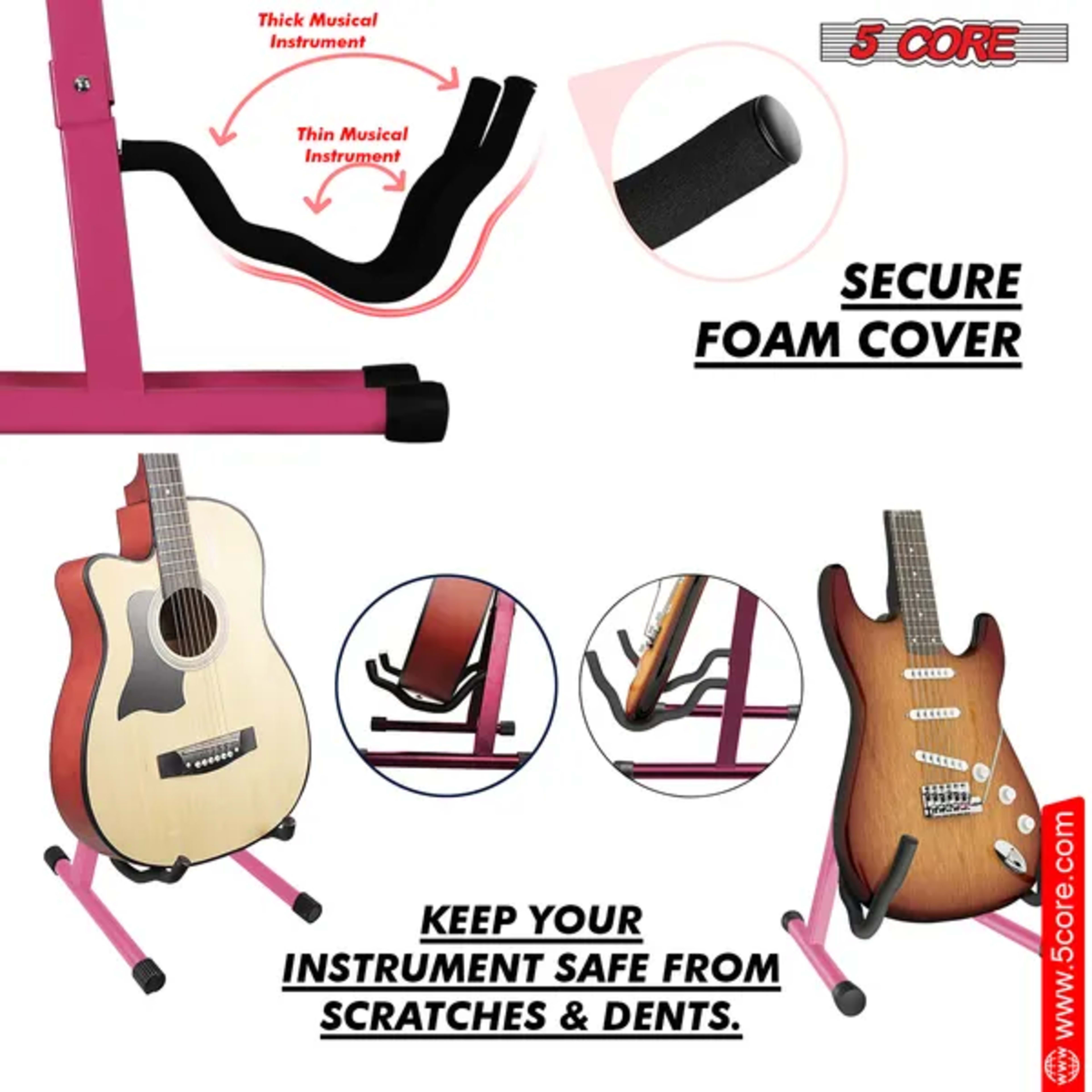 5 Core Guitar Stand A Shape Foam Arm Rubber Pad For Acoustic Electric Bass 3