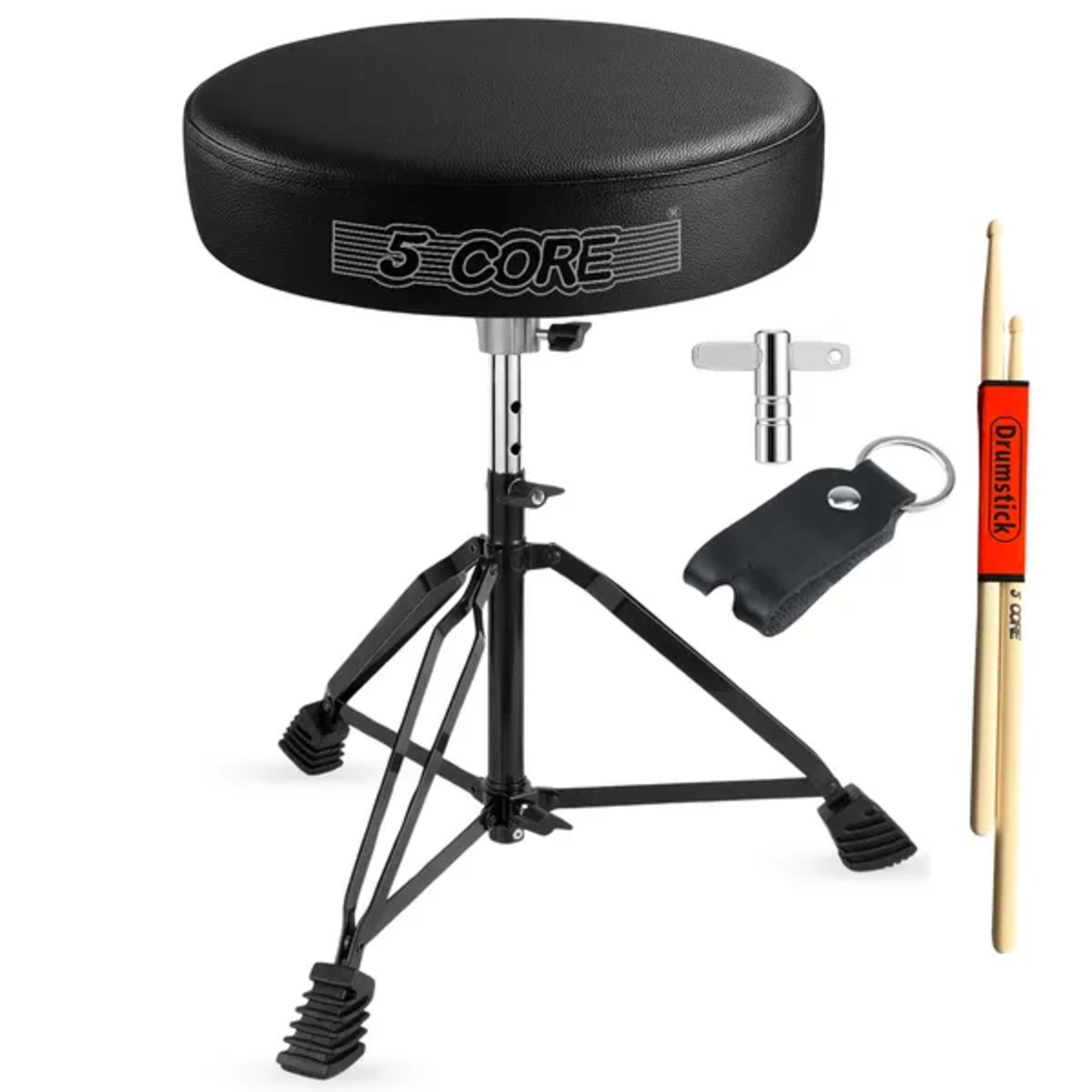 5 Core Drum Throne 3 Inch Thick Padded Comfortable Guitar Stool Double Braced Drummer Chair Height Adjustable Musician S 1