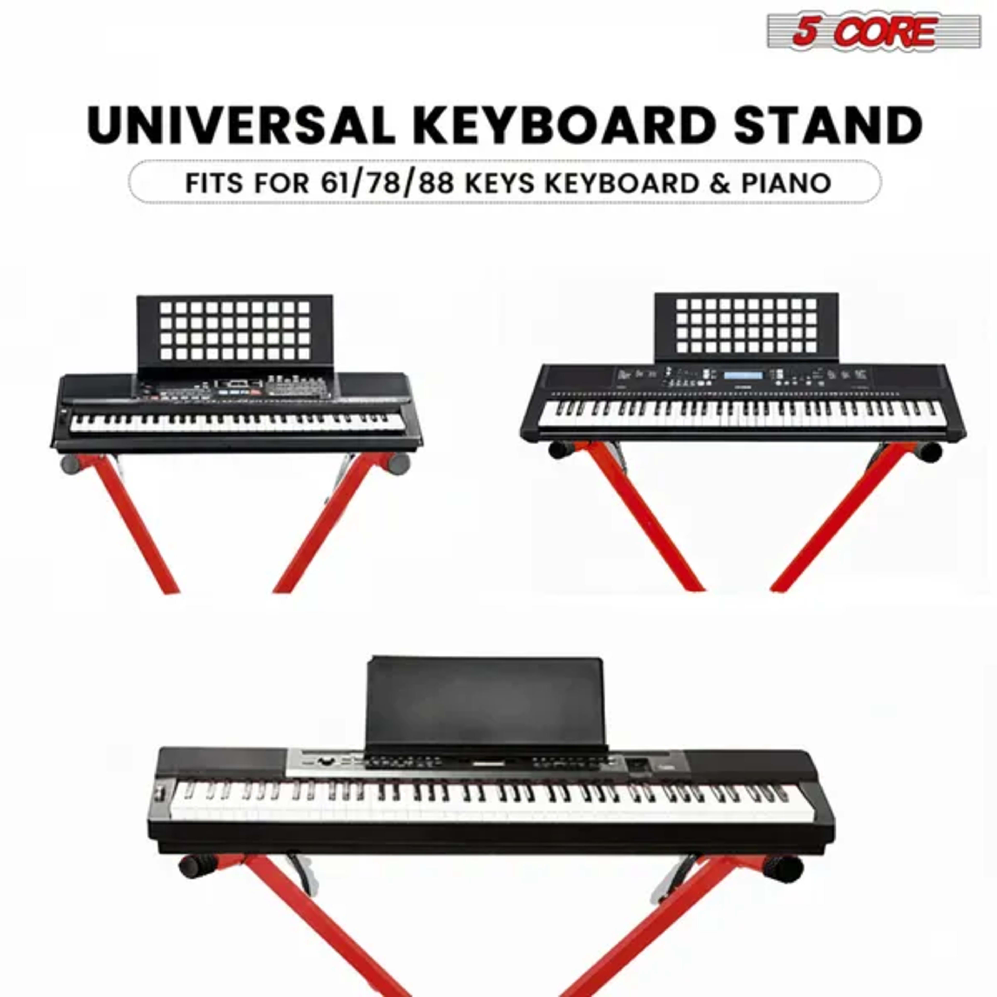 5 Core Keyboard Stand X Shape Adjustable Foldable Portable Key Board Stands W Locking Strap 1