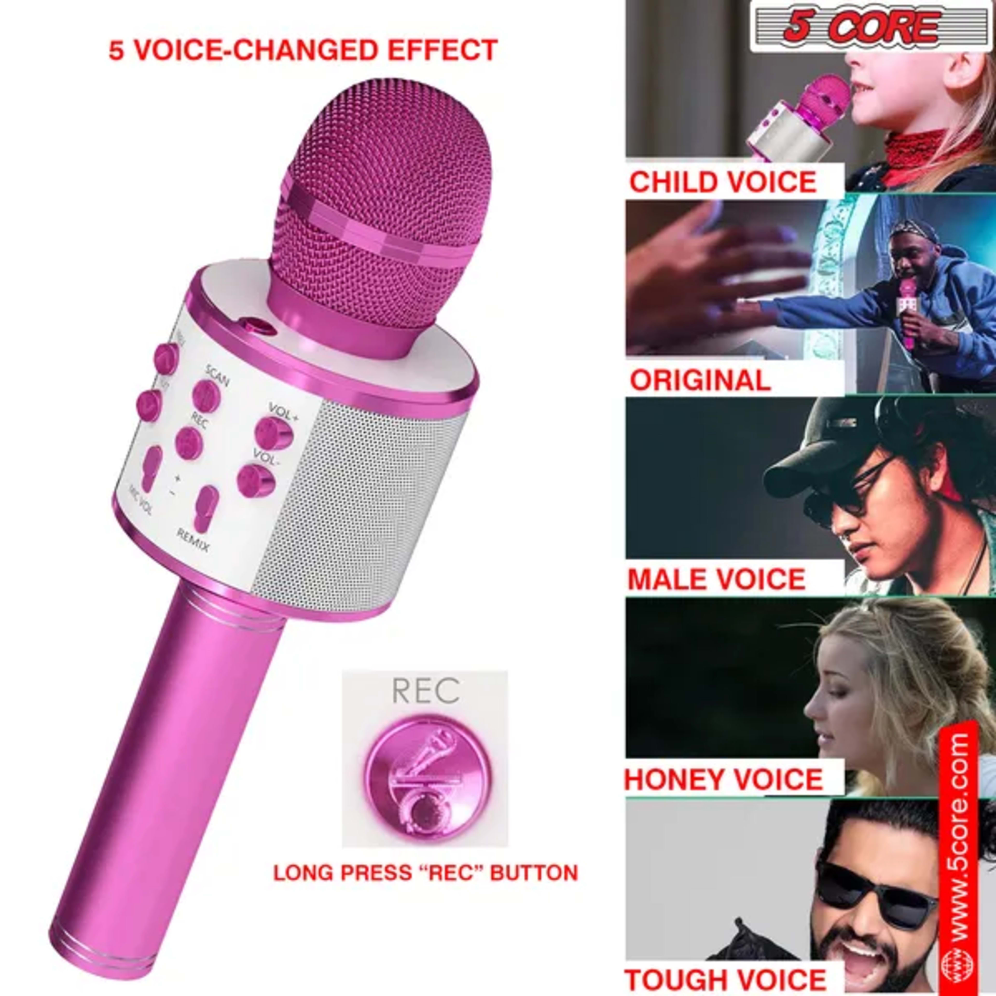 5 Core Microphone Wireless Karaoke Mic With Speaker 3 In 1 Portable Bluetooth Microfono Inalambrico 5