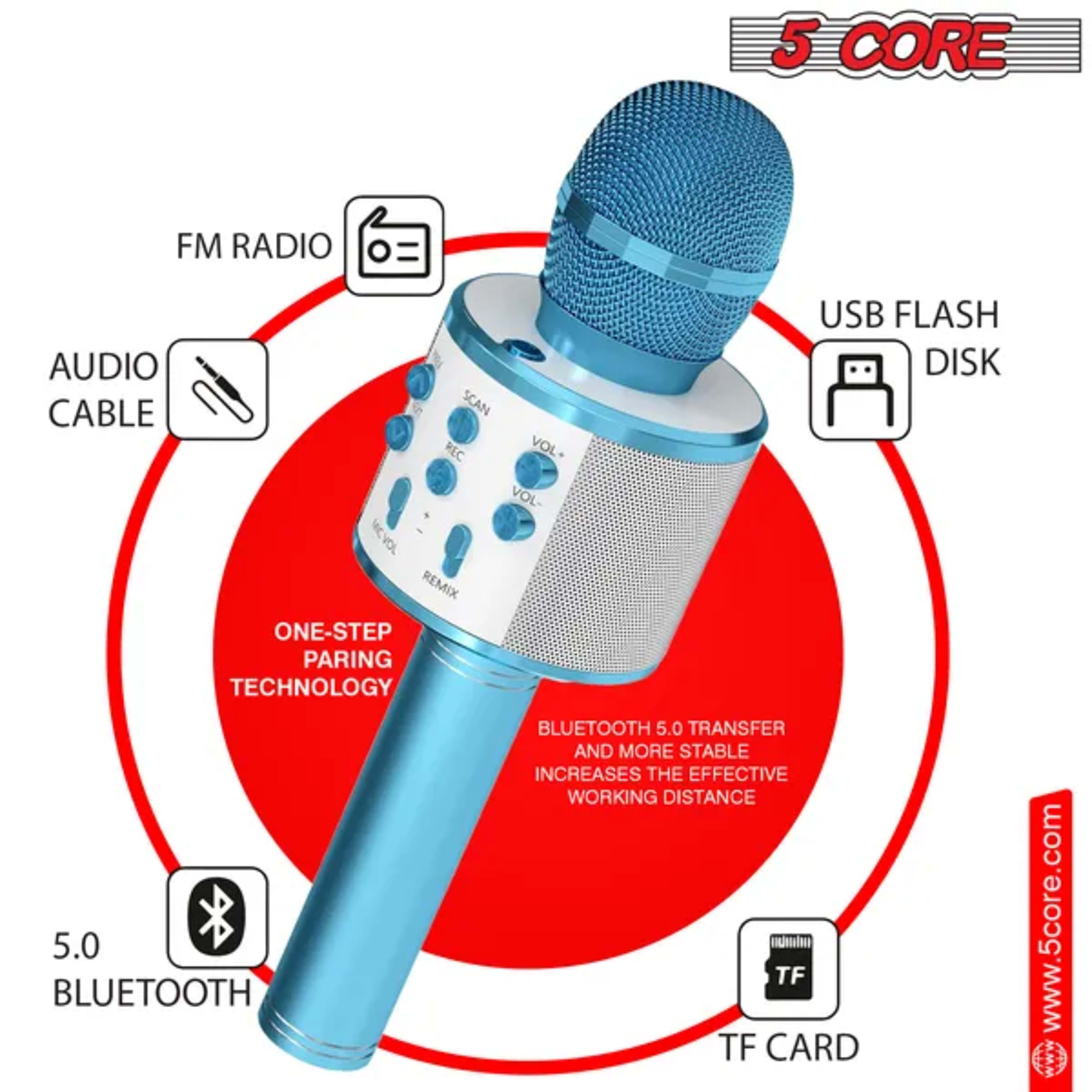 5 Core Microphone Wireless Karaoke Mic With Speaker 3 In 1 Portable Bluetooth Microfono Inalambrico 2