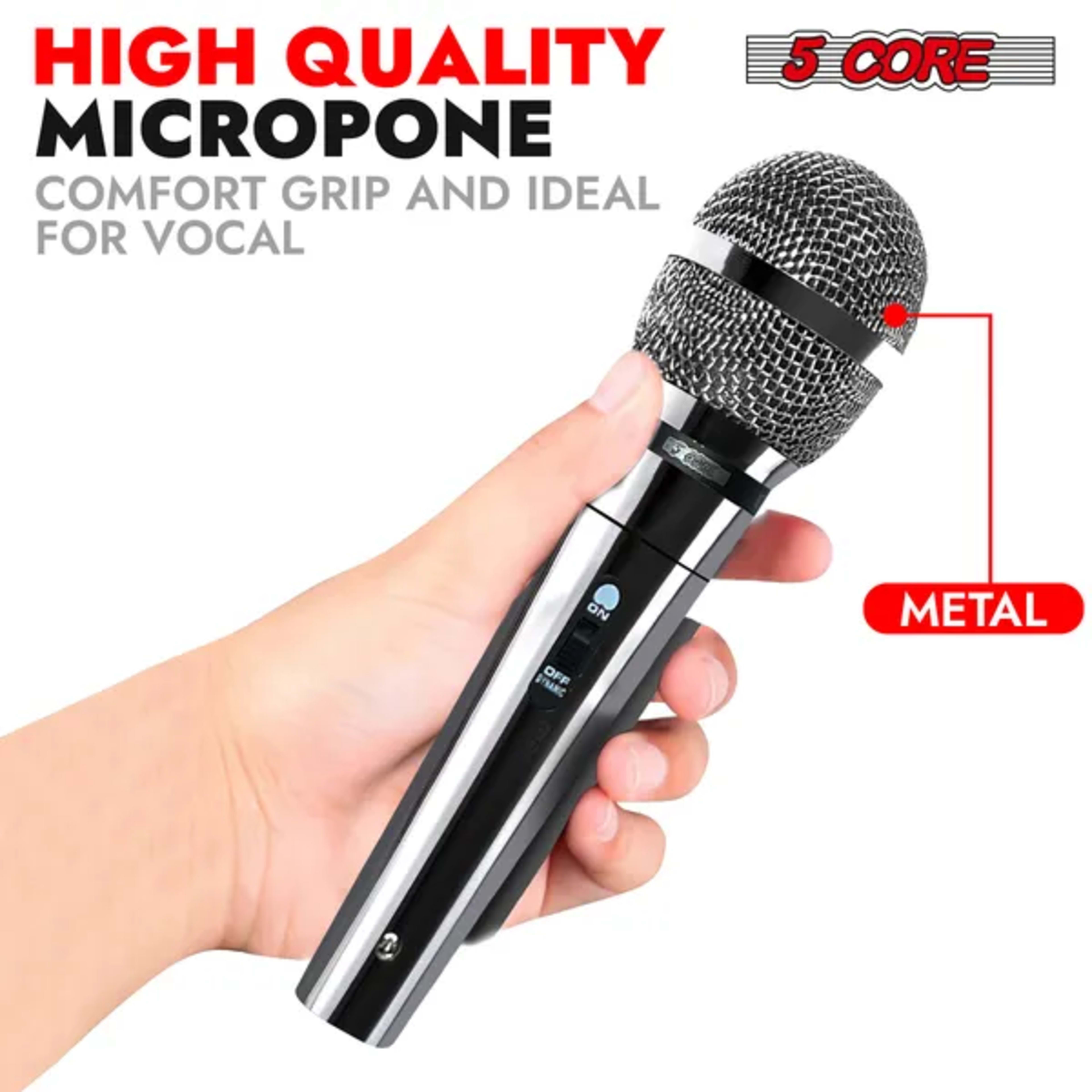 5 CORE Microphone Dynamic Vocal Handheld Mic Cardioid Unidirectional Microfono W On Off Switch + XLR Audio Cable For Sin 2