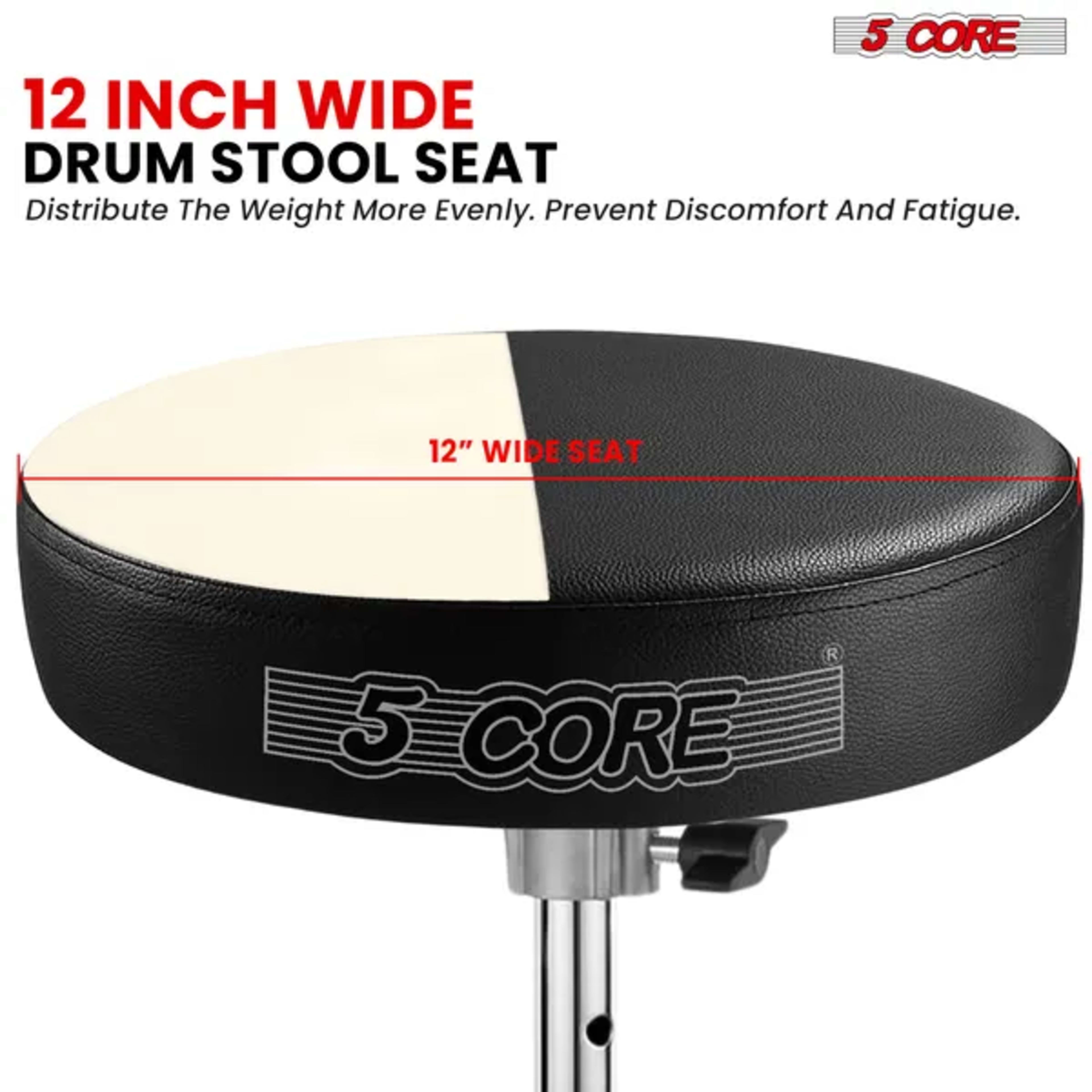 5 Core Drum Throne 3 Inch Thick Padded Comfortable Guitar Stool Double Braced Drummer Chair Height Adjustable Musician S 4