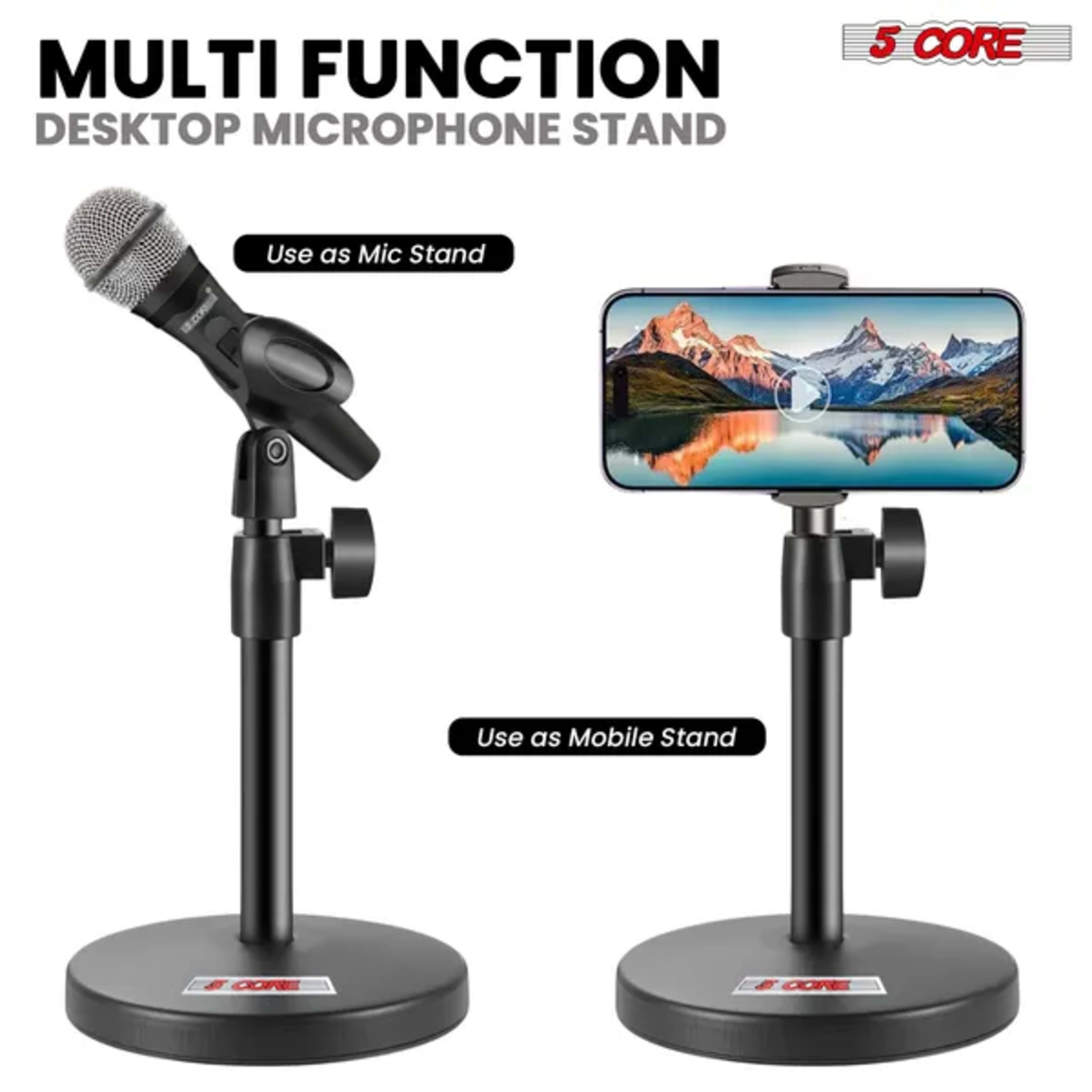 5 Core Mic Stand 3 In 1 Desktop Microphone Stands Adjustable Table Microfono Holder W Phone Clamp - MS RBS BOOM 5