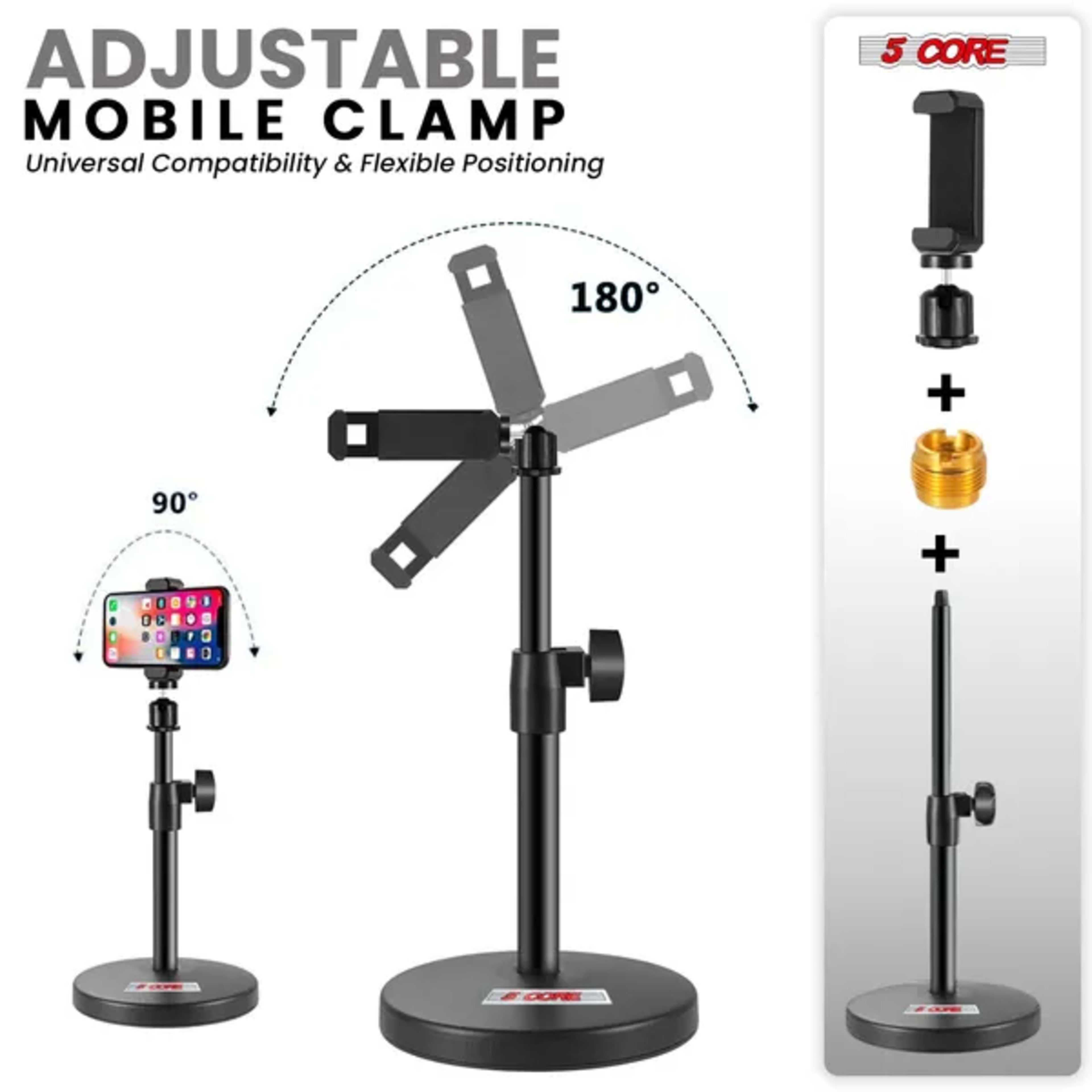 5 Core Mic Stand 3 In 1 Desktop Microphone Stands Adjustable Table Microfono Holder W Phone Clamp - MS RBS BOOM 4