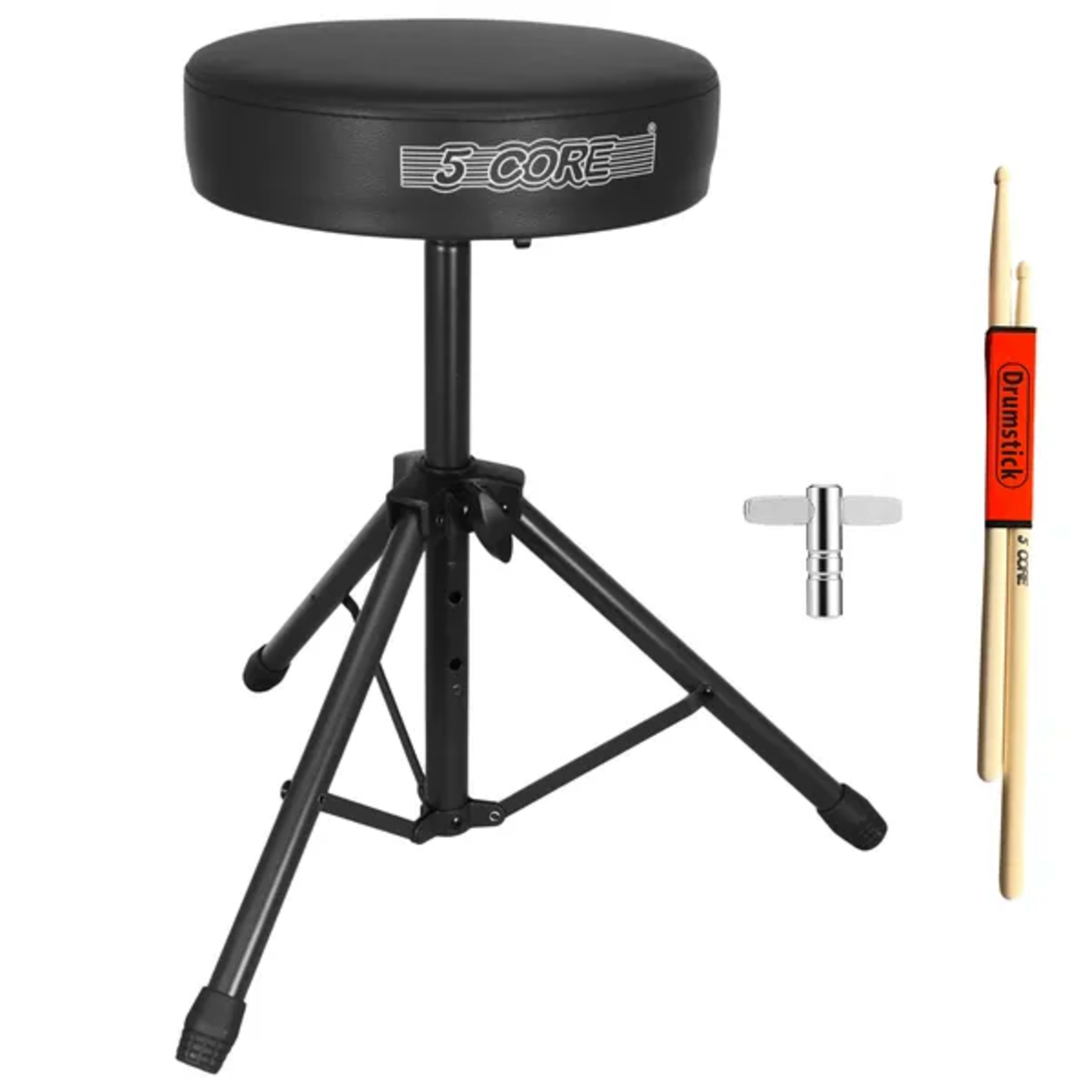 5 Core Drum Throne 3" Thick Padded Memory Foam Comfortable Drummer Stool 330Lb Capacity Adjustable 2