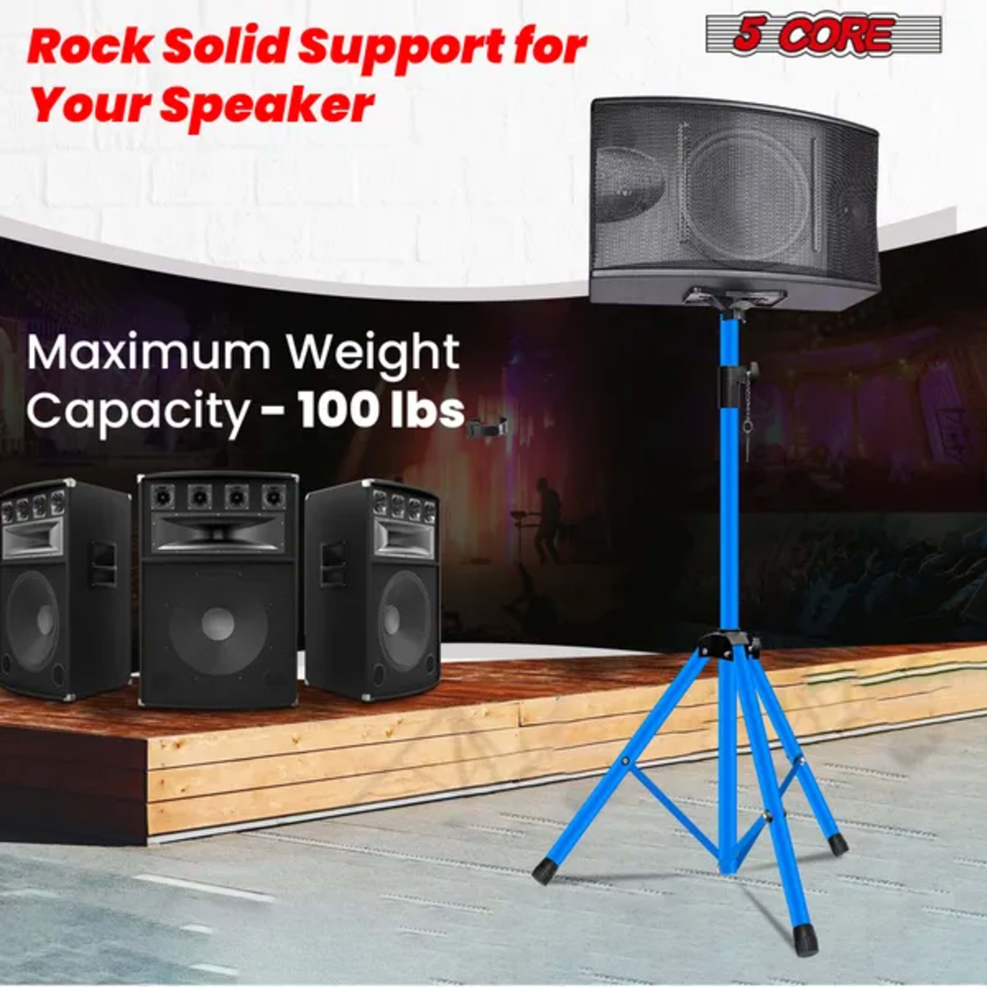 5 Core Speaker Stand 2Pcs Tripod Floor Tall Adjustable Up To 72 Inch DJ Studio Monitor Stands Pole Mount 5
