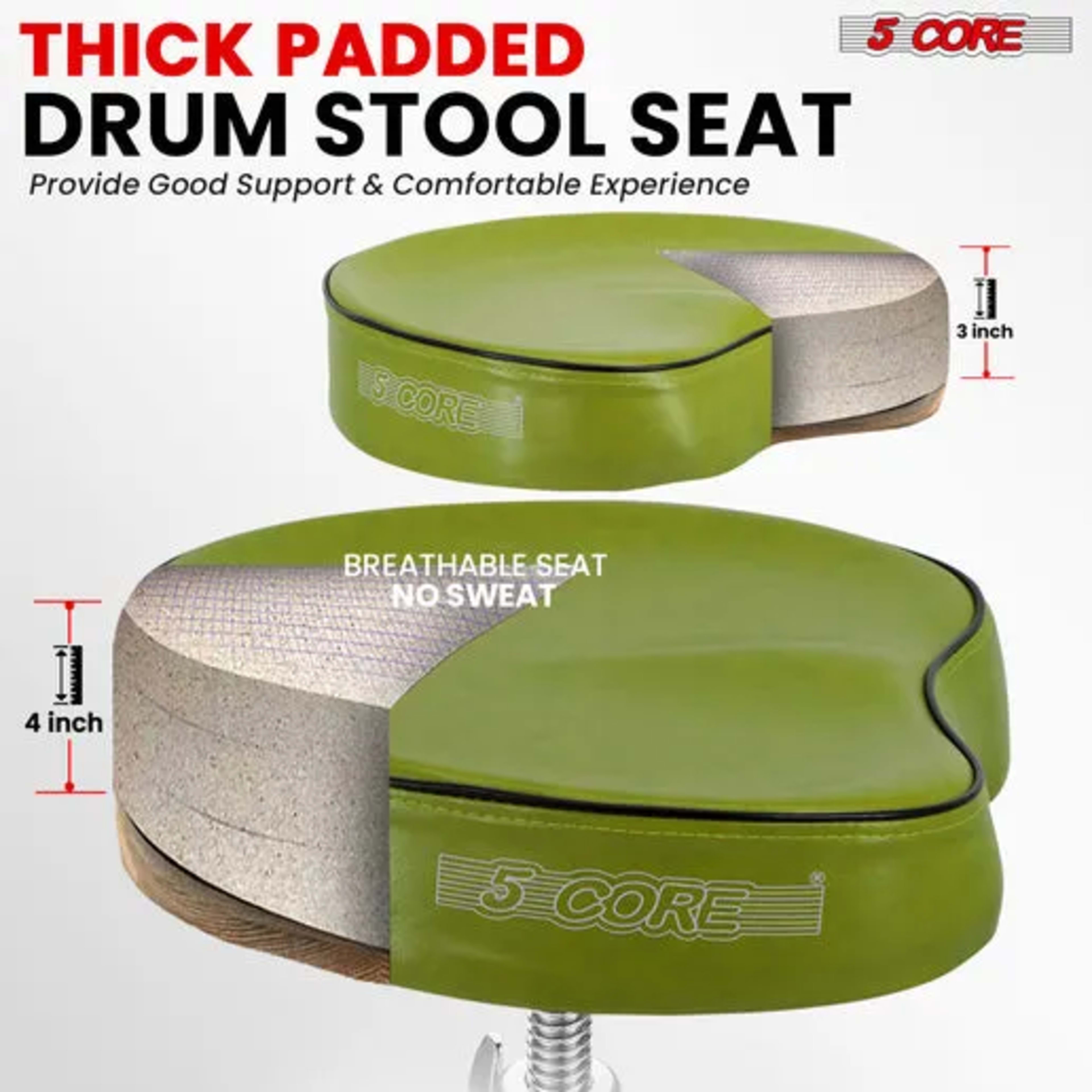 5 Core Drum Throne Padded Guitar Stool Saddle Drummer Seat For Adults & Kids - DS CH D-GR SDL HD 2