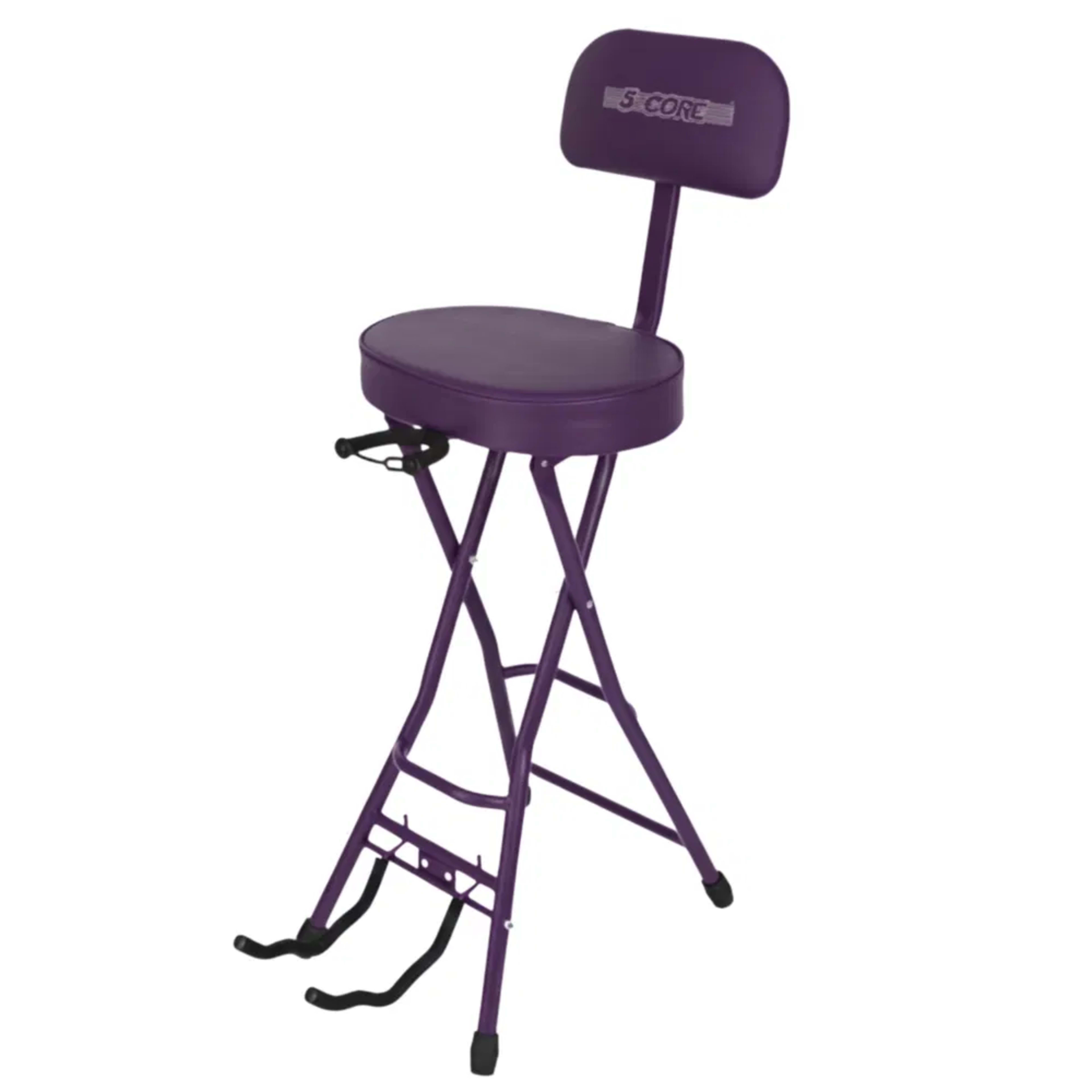 5Core Guitar Stool 3.15" Padded Chair W Backrest Foldable Music Seat Built In Foot Rest Guitar Stand 8