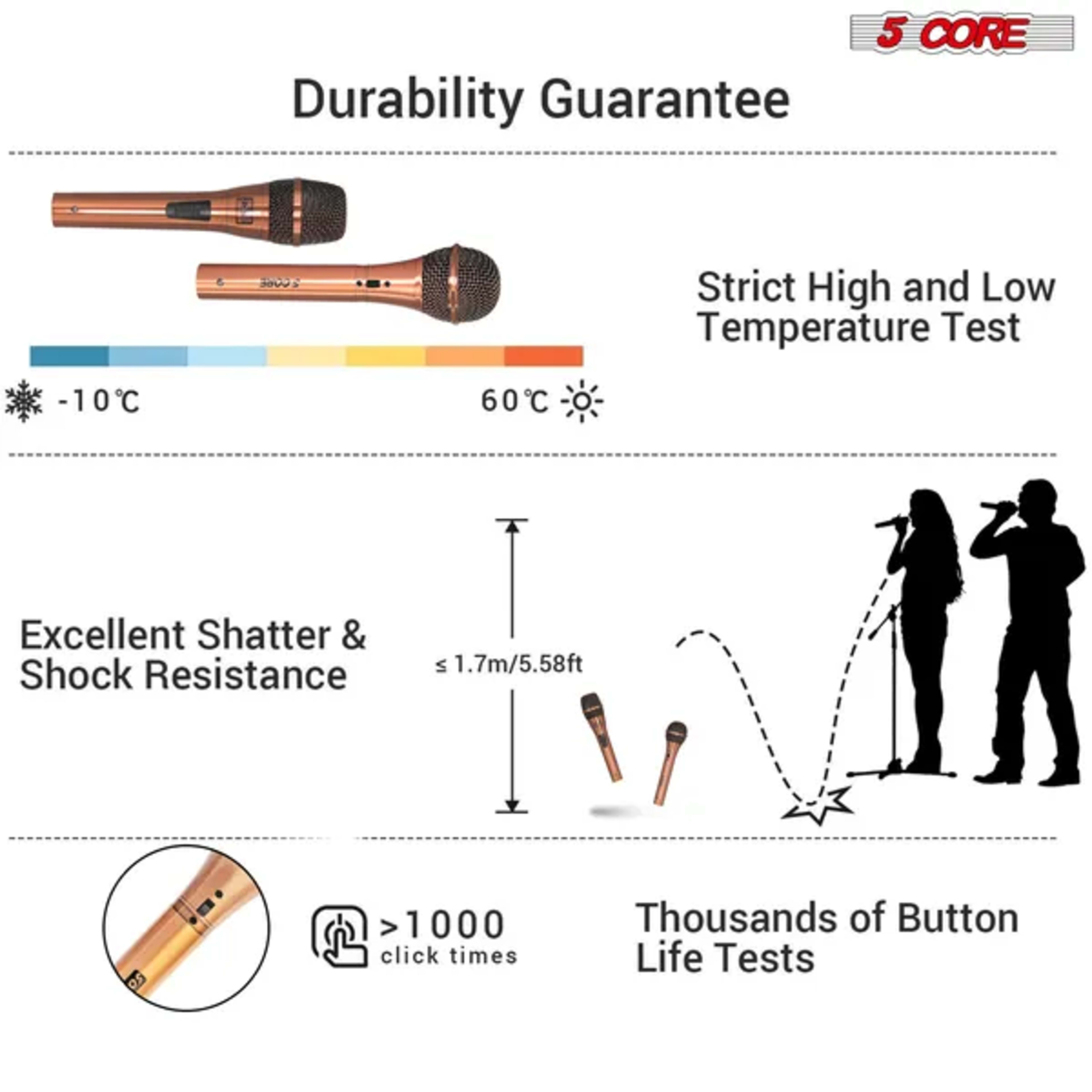 5Core Couple Karaoke Microphone Pair Handheld Dynamic XLR Mic For Him & Her Clear Sound Stylish Look 2