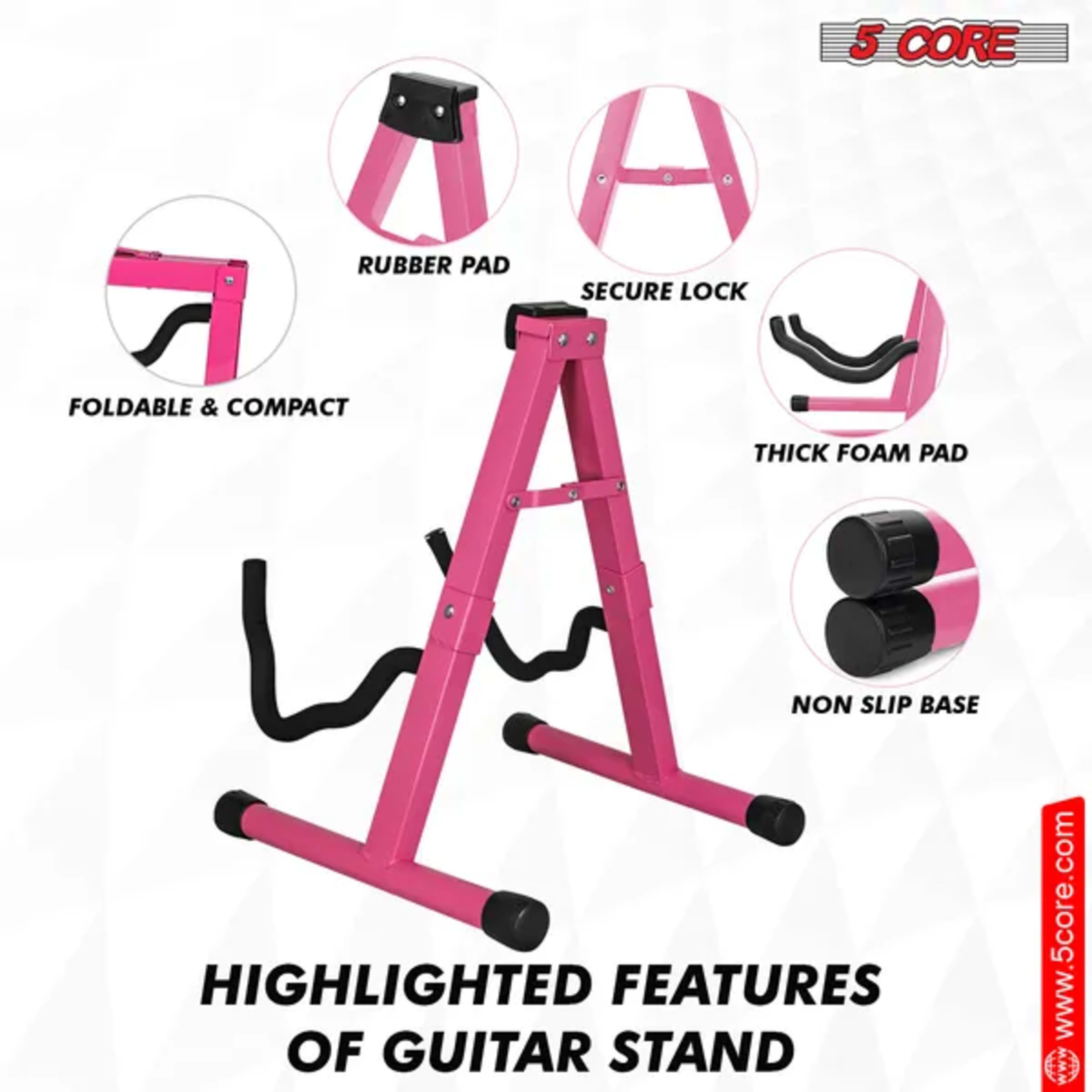 5 Core Guitar Stand A Shape Foam Arm Rubber Pad For Acoustic Electric Bass 4