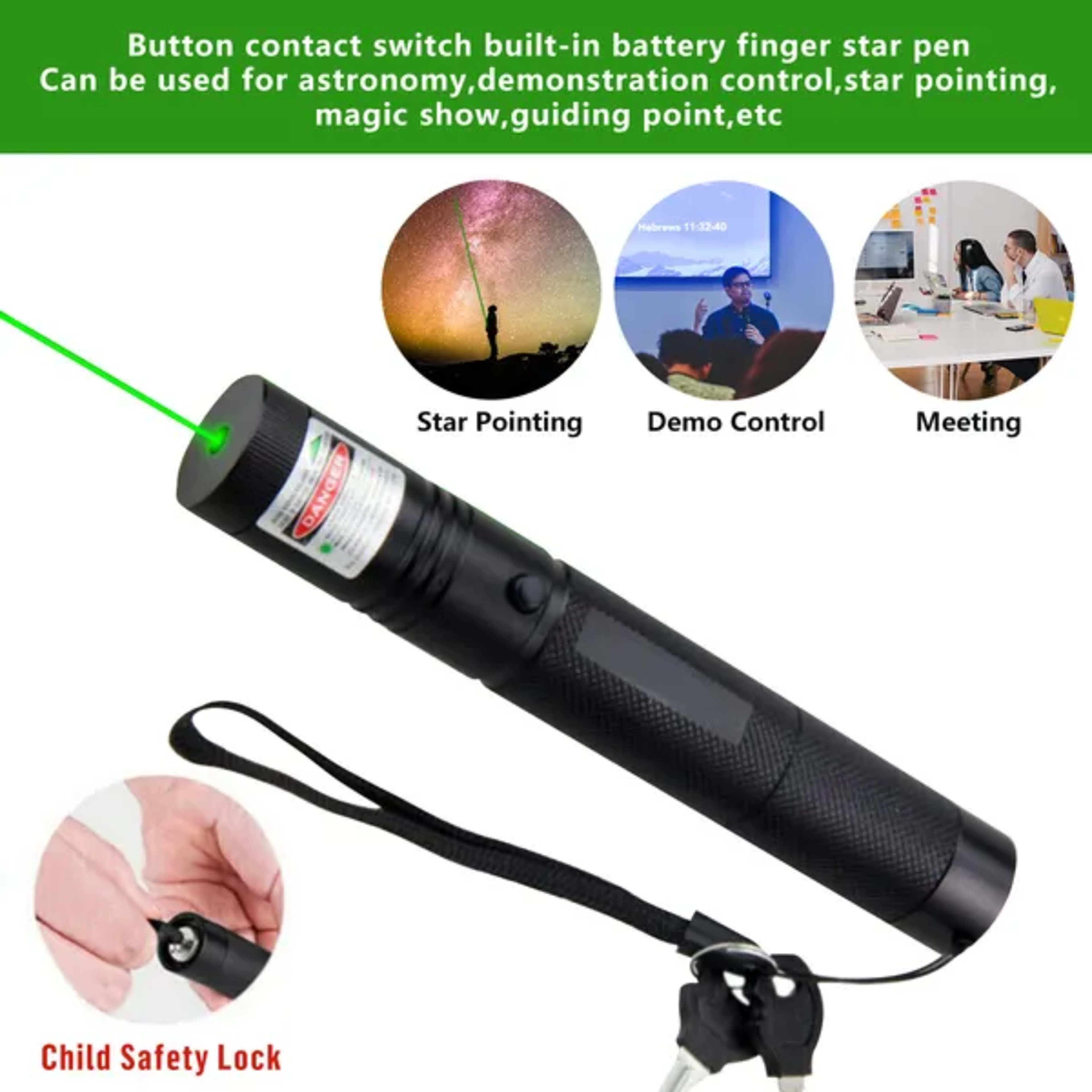 2 Pack-Rechargeable 532nm Visible Beam Light Laser Green Laser Pointer Pen - Battery - Charger Set-Logistics Only For US 3