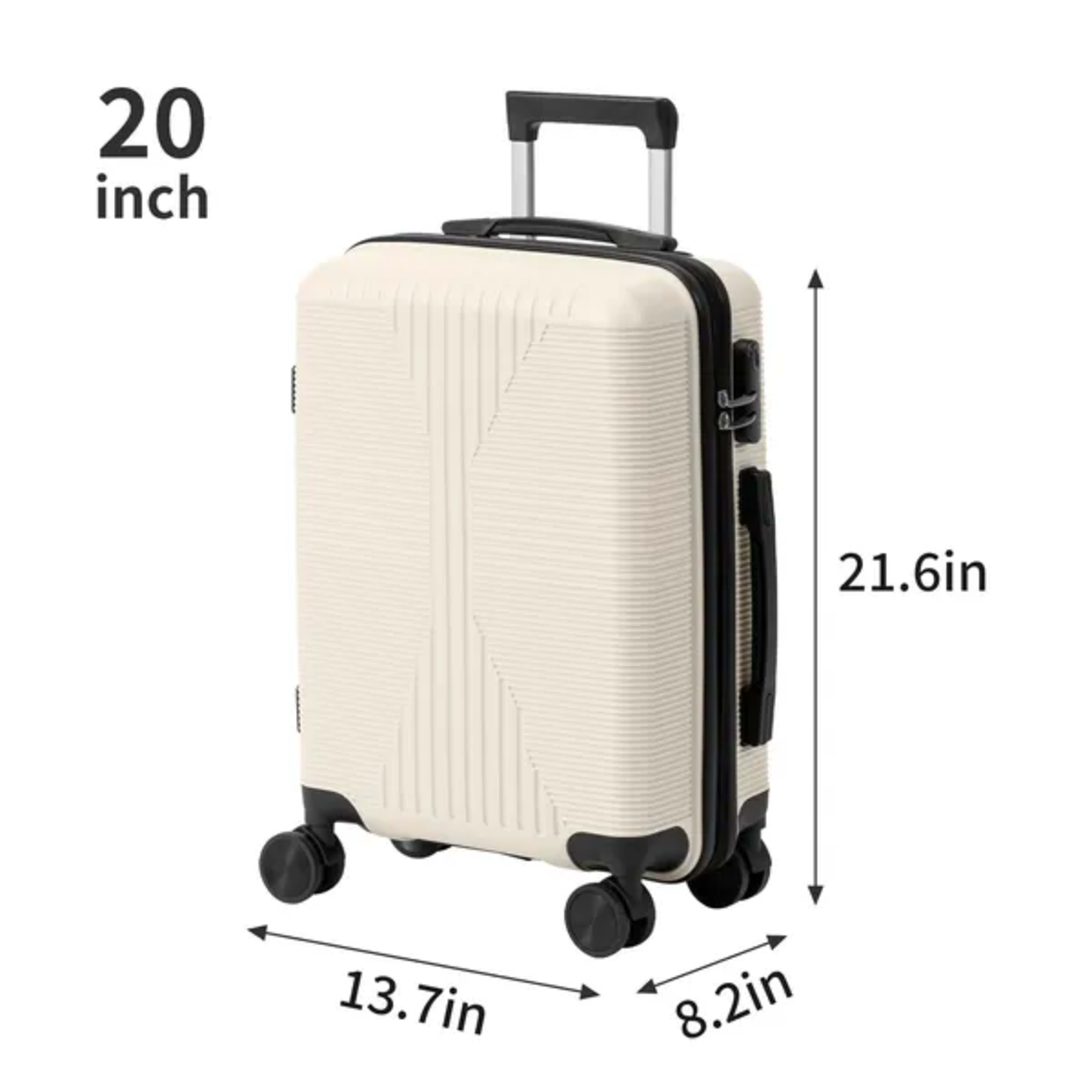 Non-TSA Customs Lock 3-in-1 PP Trolley Case, 20in, 24in, 28in, PP Off-white 1