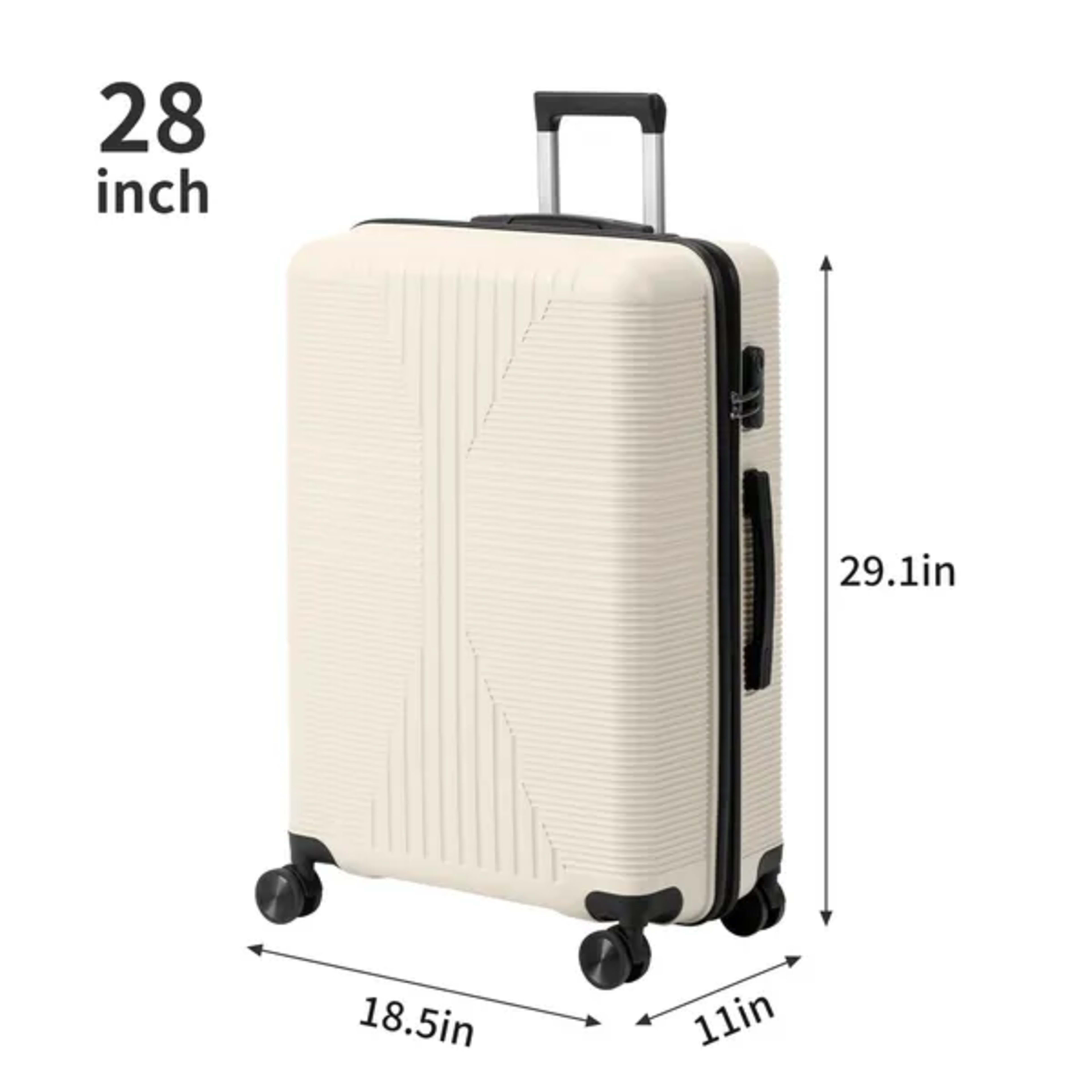 Non-TSA Customs Lock 3-in-1 PP Trolley Case, 20in, 24in, 28in, PP Off-white 3