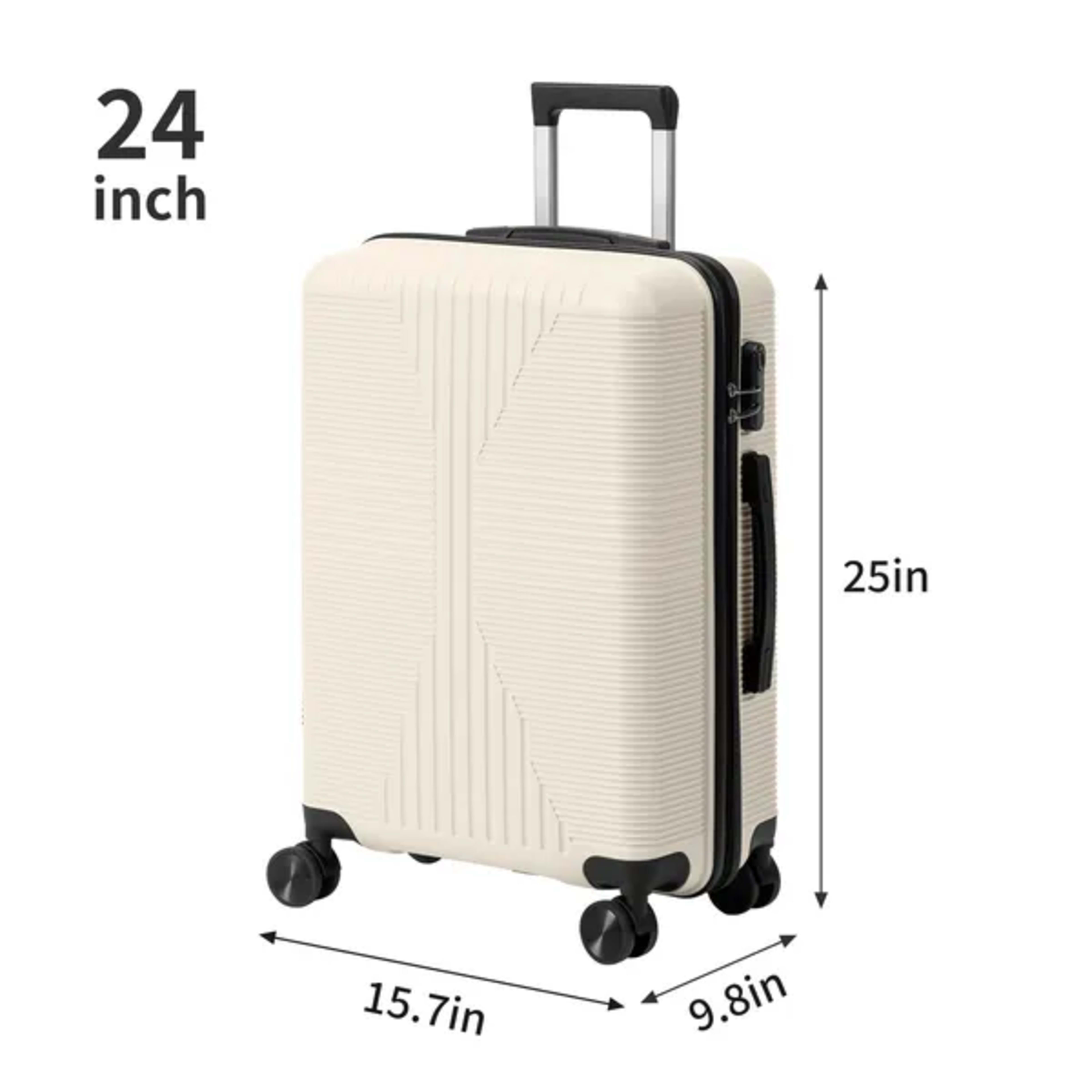Non-TSA Customs Lock 3-in-1 PP Trolley Case, 20in, 24in, 28in, PP Off-white 6