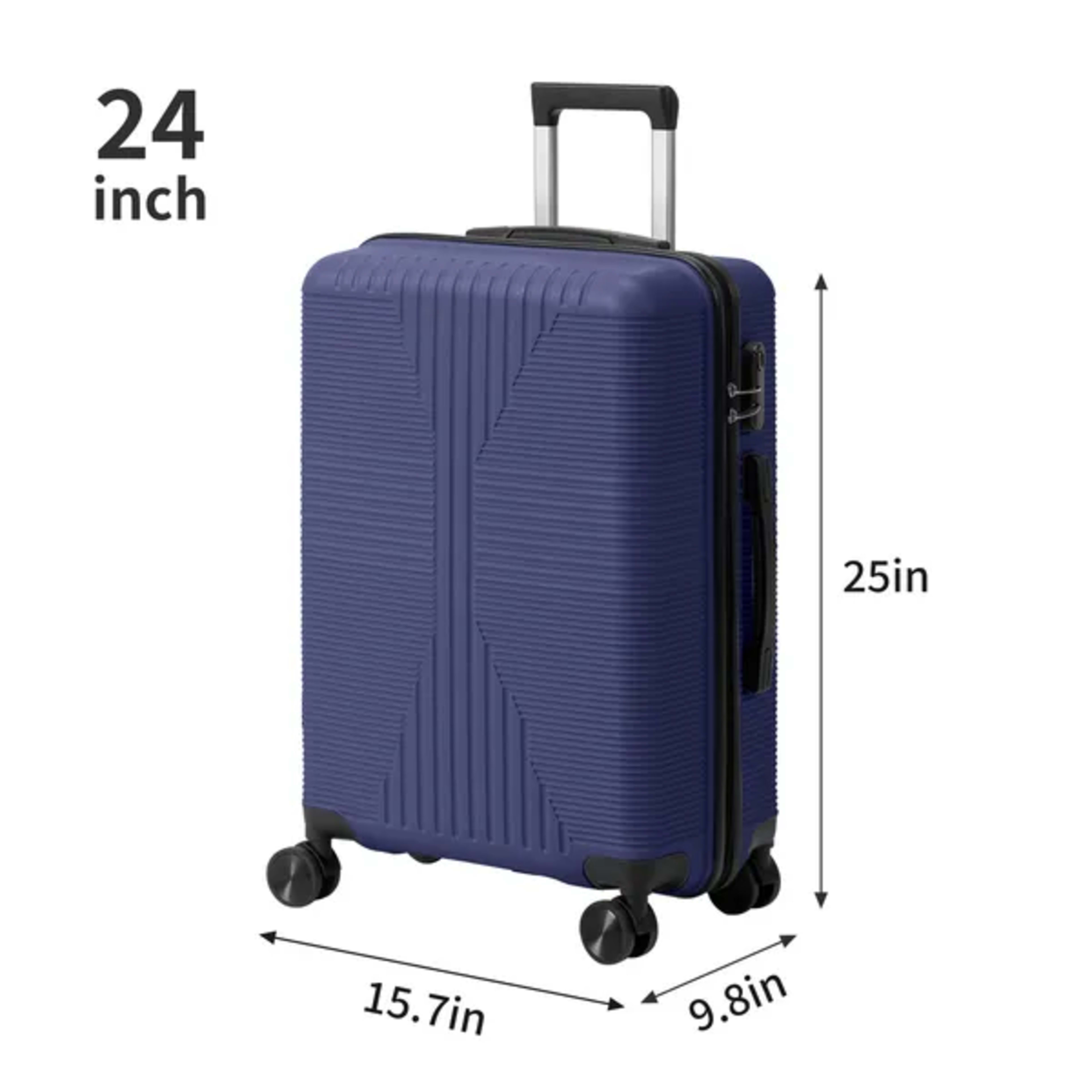Non-TSA Customs Lock 3-in-1 PP Trolley Case, 20in, 24in, 28in, PP, Navy Blue 2
