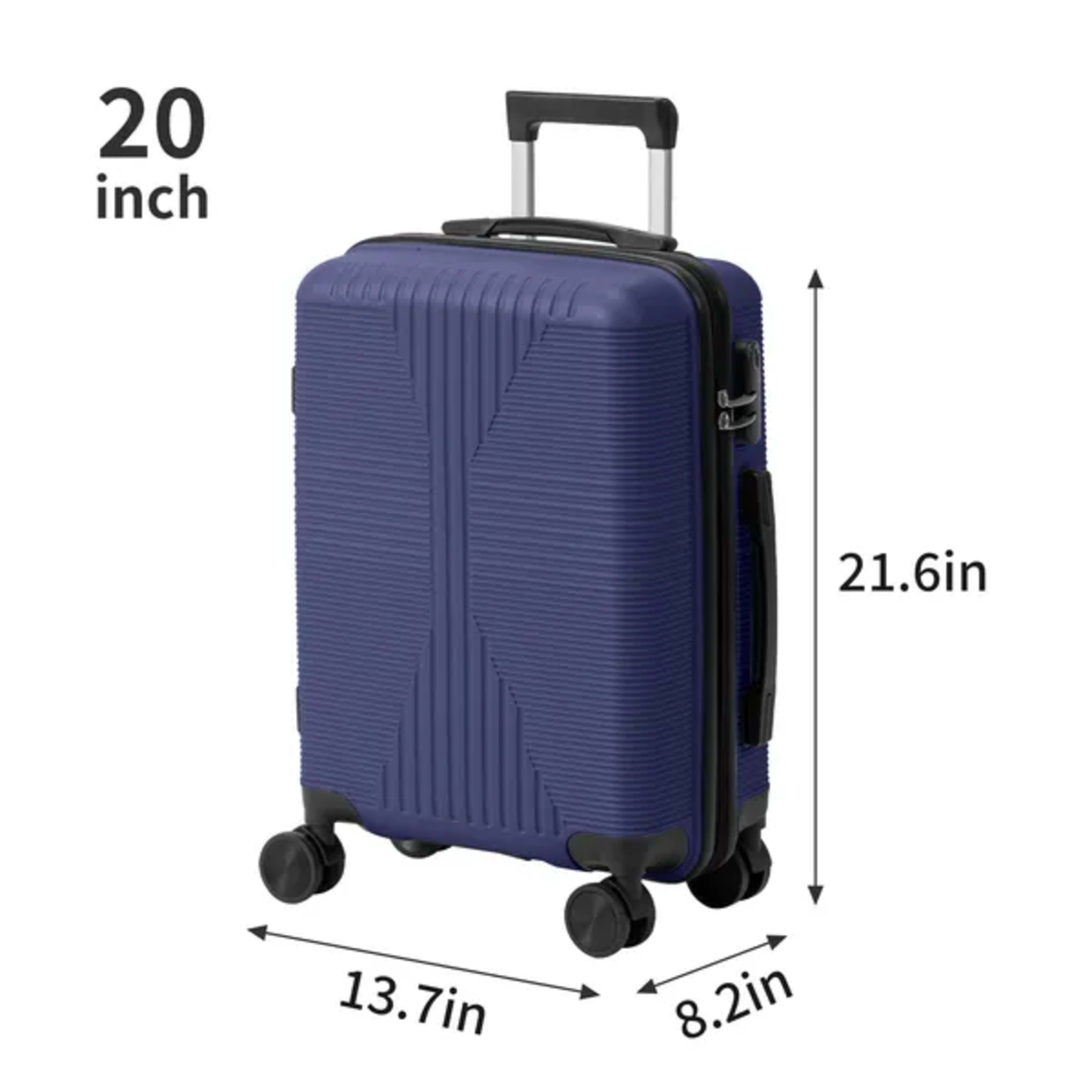 Non-TSA Customs Lock 3-in-1 PP Trolley Case, 20in, 24in, 28in, PP, Navy Blue 3