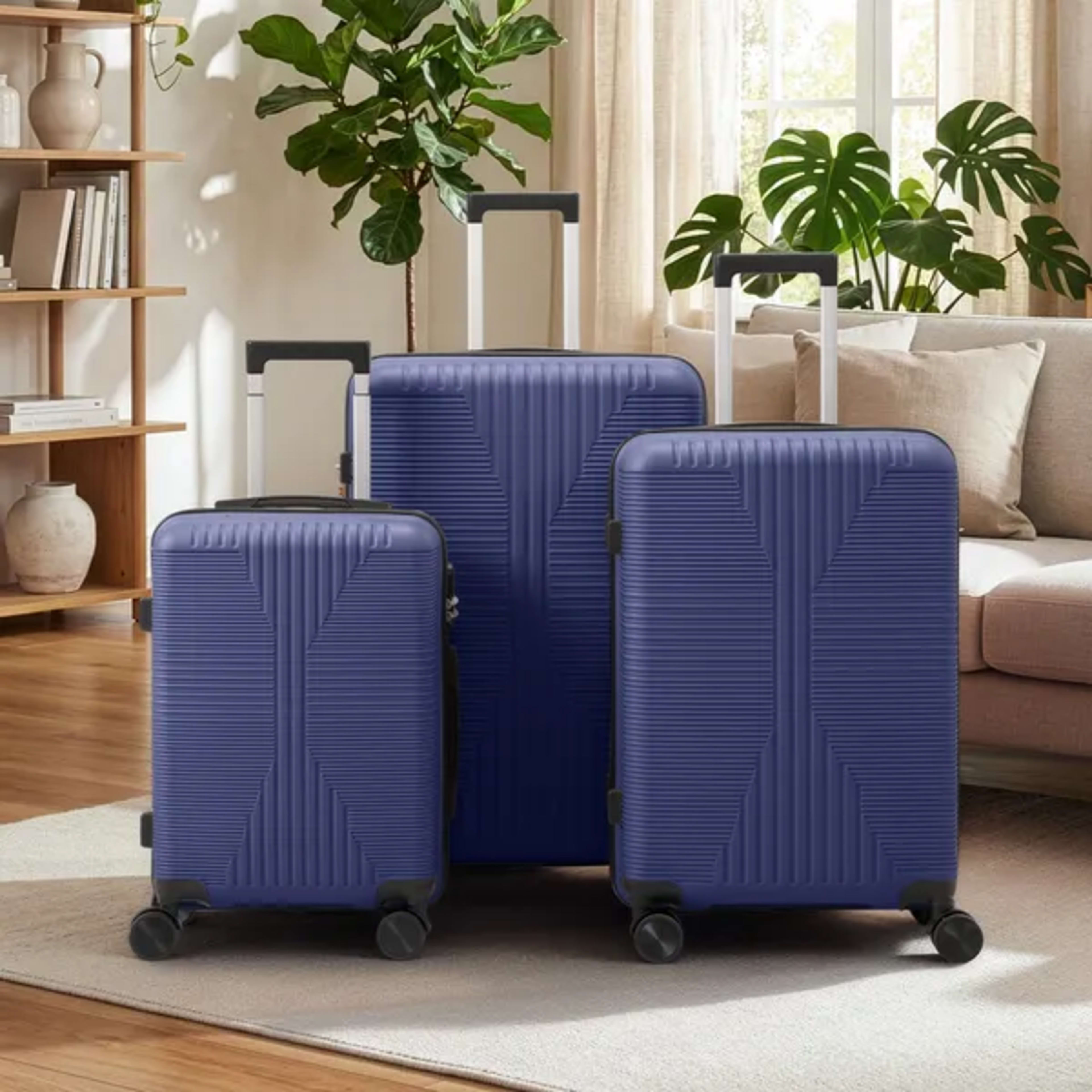 Non-TSA Customs Lock 3-in-1 PP Trolley Case, 20in, 24in, 28in, PP, Navy Blue 1