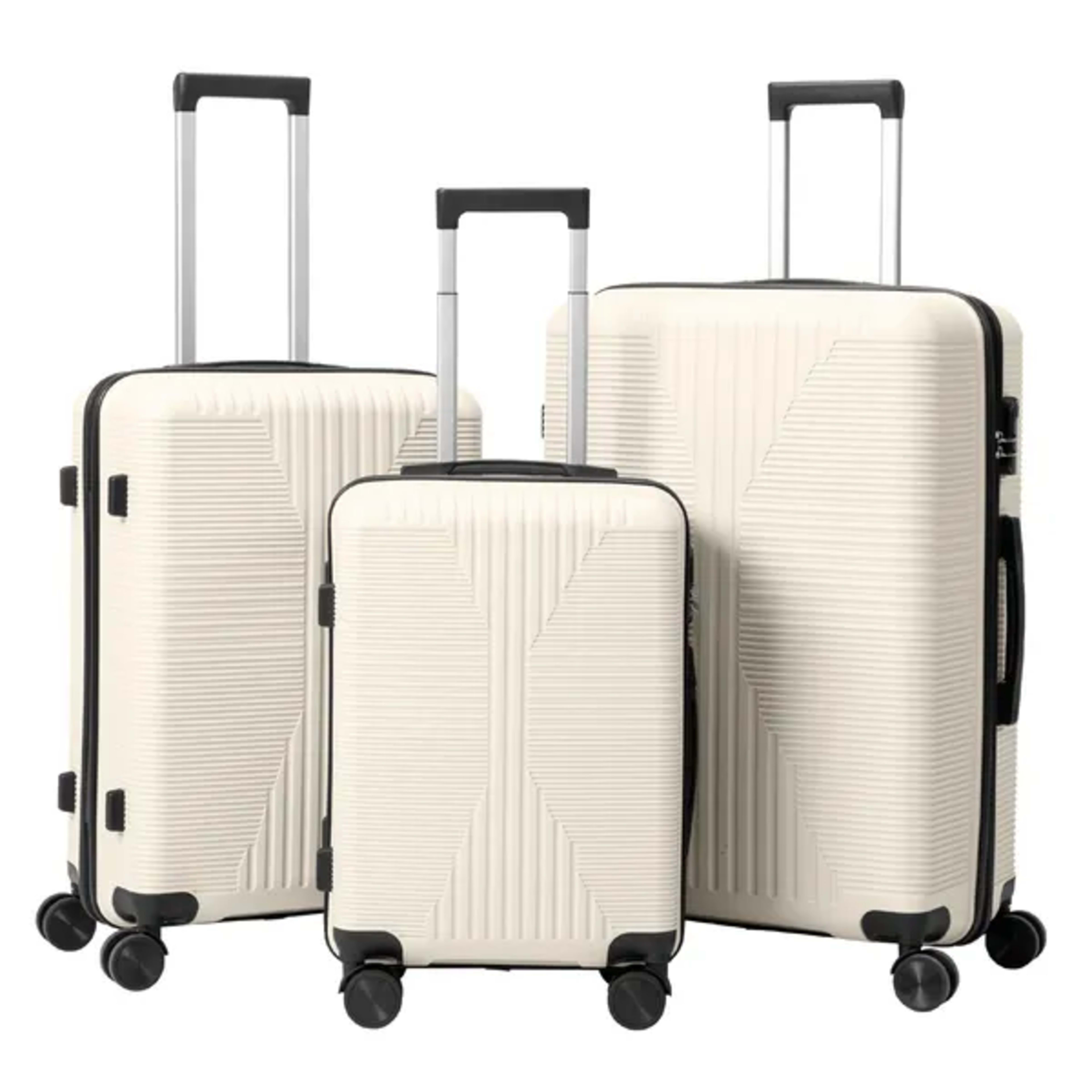Non-TSA Customs Lock 3-in-1 PP Trolley Case, 20in, 24in, 28in, PP Off-white 5