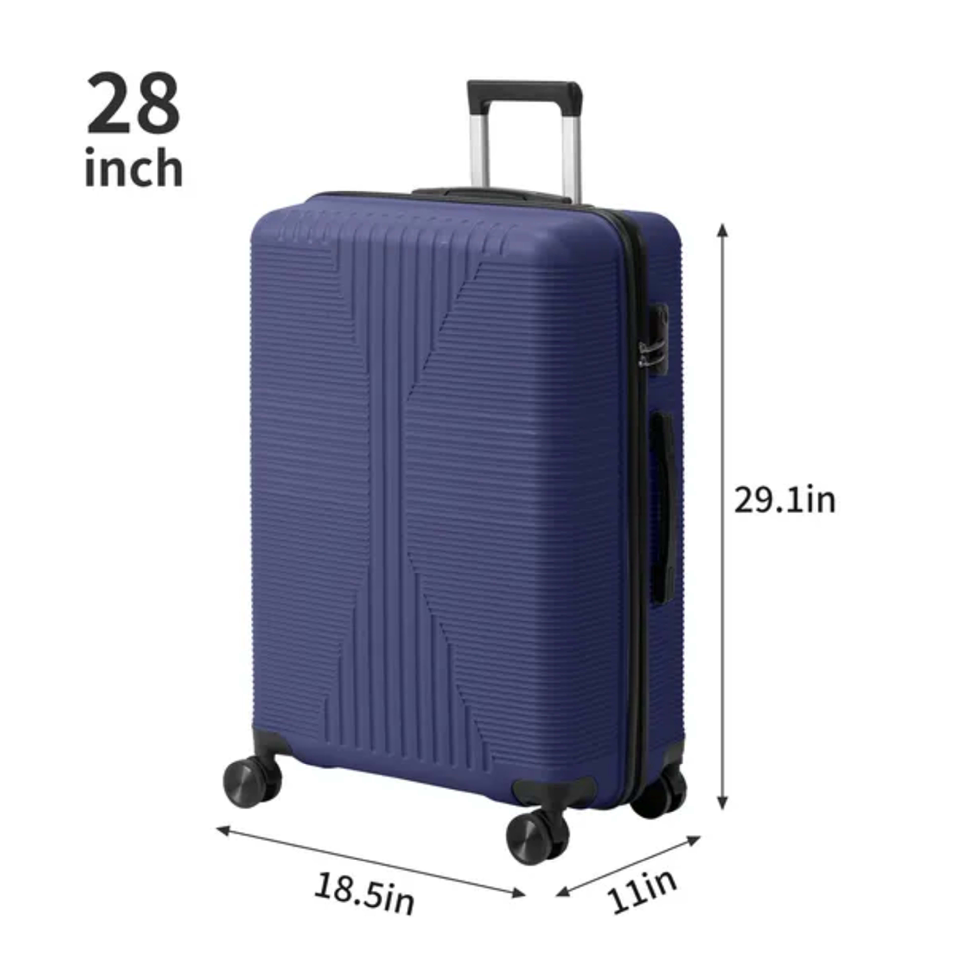 Non-TSA Customs Lock 3-in-1 PP Trolley Case, 20in, 24in, 28in, PP, Navy Blue 6