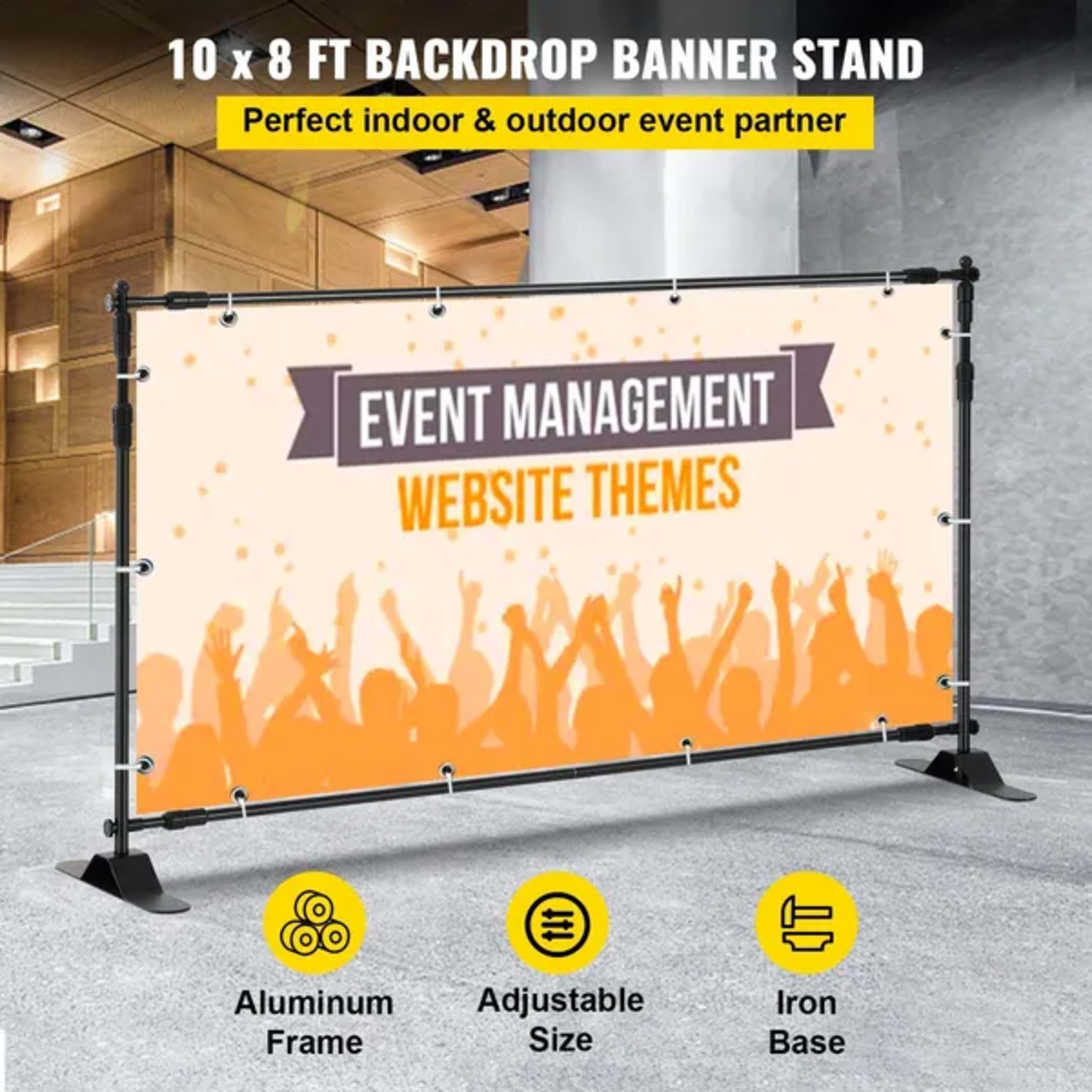 10x8 Ft Adjustable Background Bracket With Handbag - Sturdy For Party, Wedding, Photo Booth, Trade Show, Perfect For Bac 1