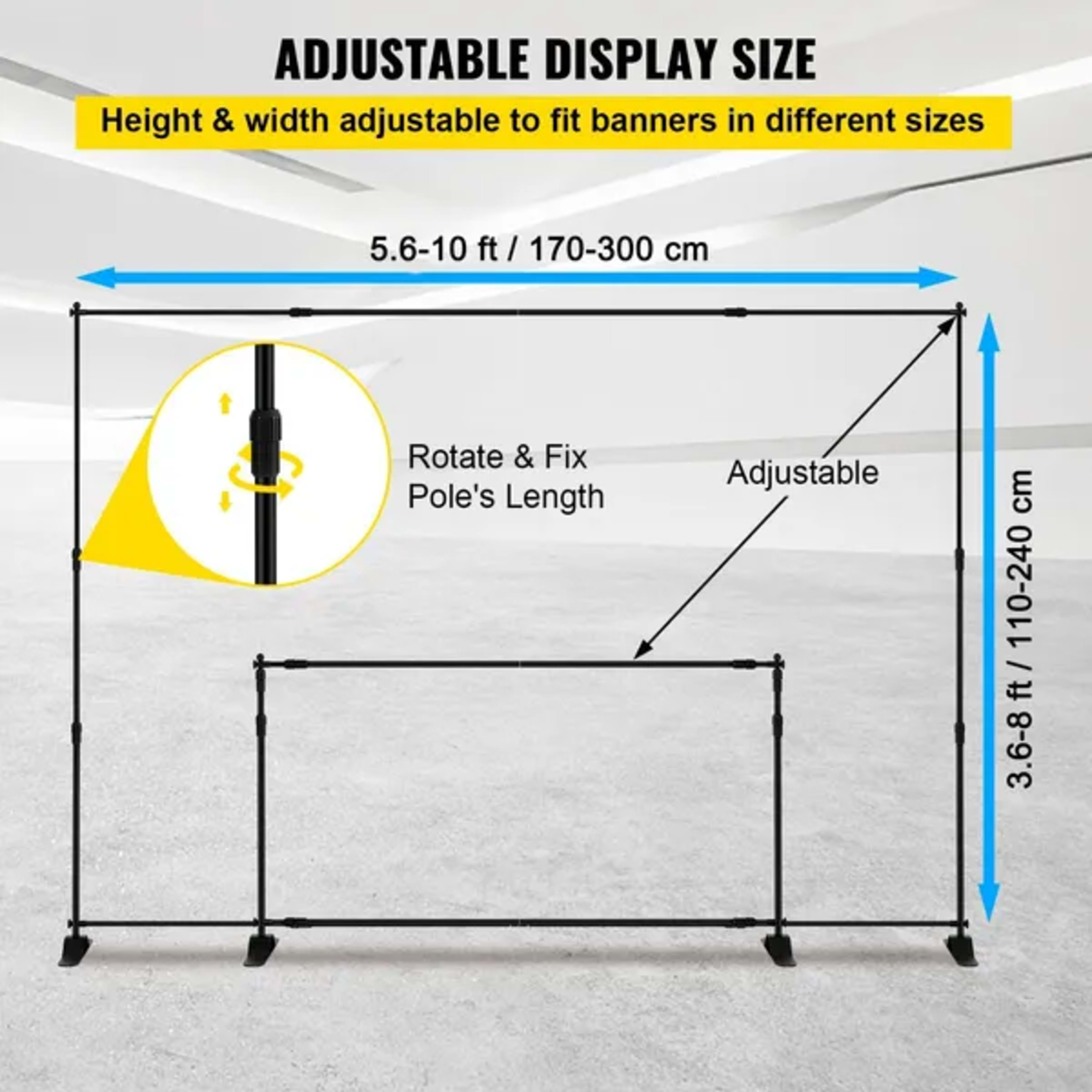 10x8 Ft Adjustable Background Bracket With Handbag - Sturdy For Party, Wedding, Photo Booth, Trade Show, Perfect For Bac 2