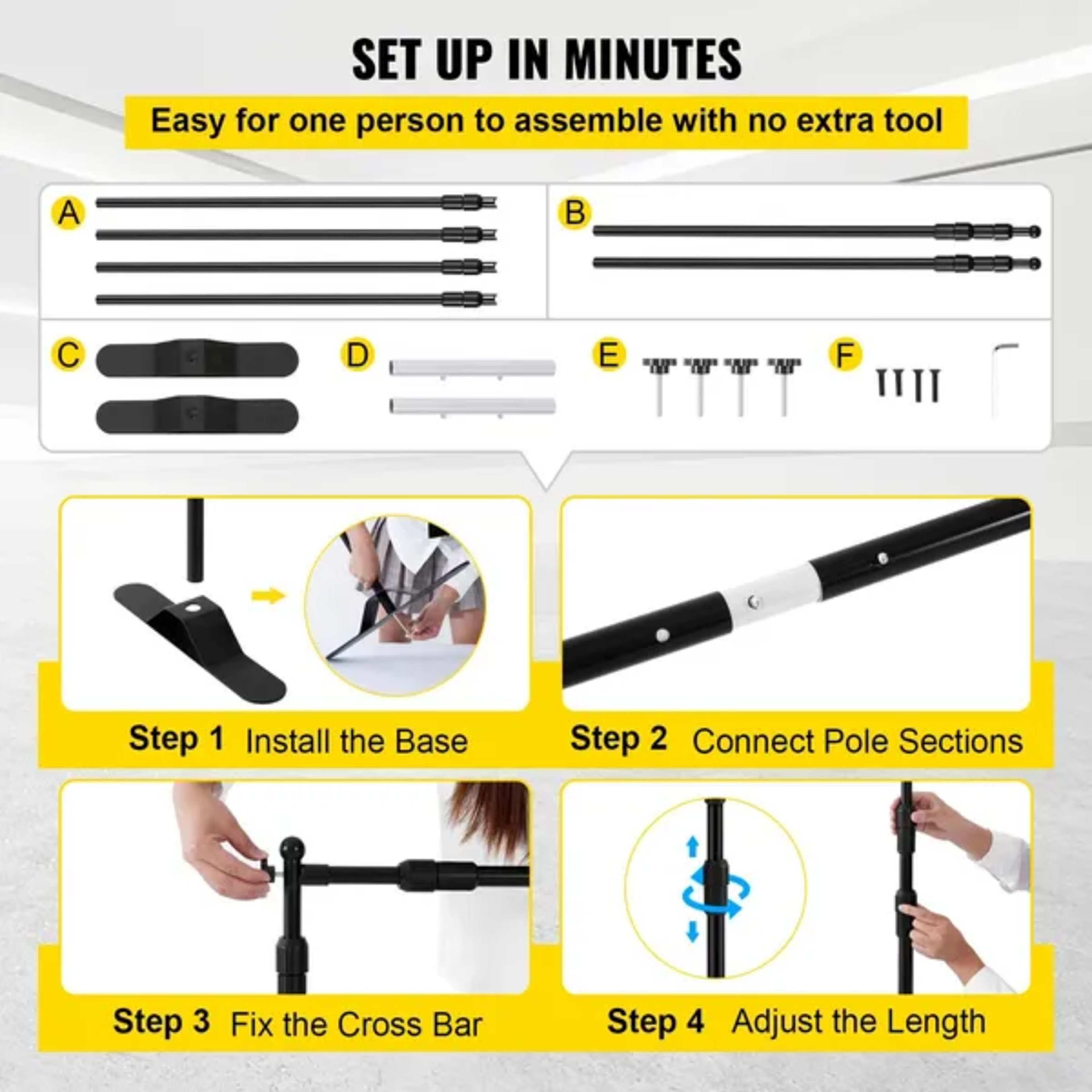 10x8 Ft Adjustable Background Bracket With Handbag - Sturdy For Party, Wedding, Photo Booth, Trade Show, Perfect For Bac 3