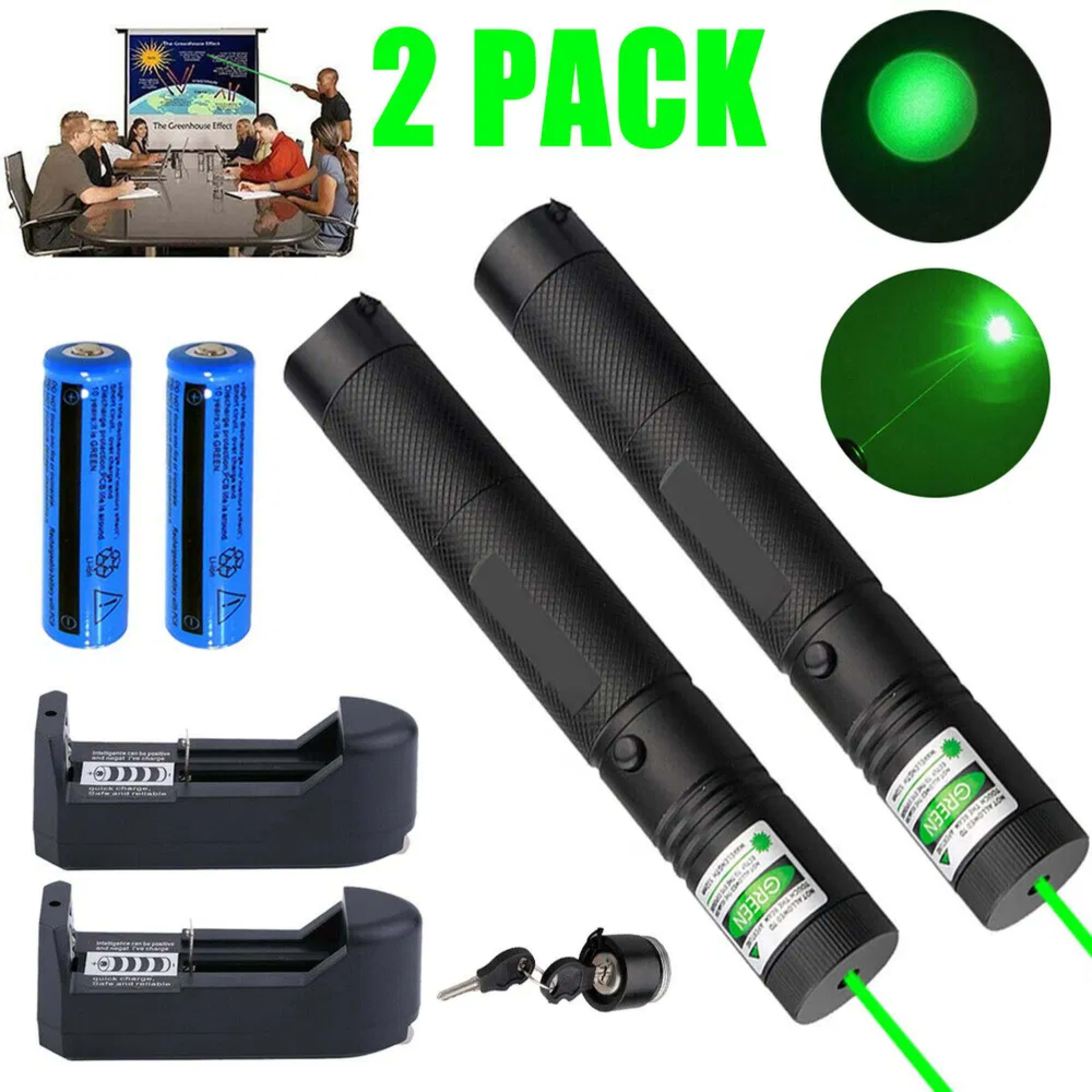 Green Laser Pointer Pen Assassin Visible Lazer&Battery&Charger 1mw 1