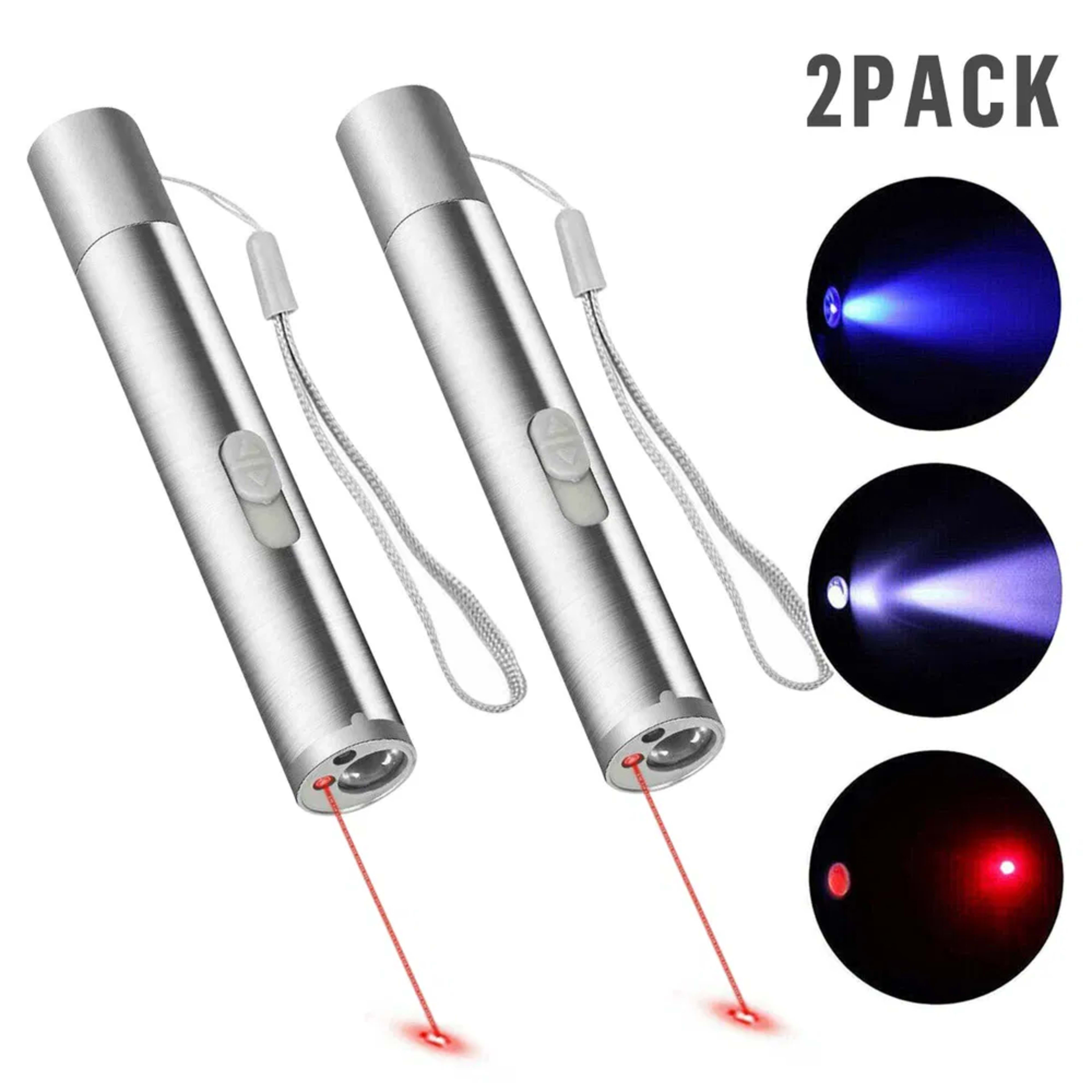 3in1 1mw Cat Laser Pointer Pen USB Rechargeable For Cat Toy White Torch & UV Light 3