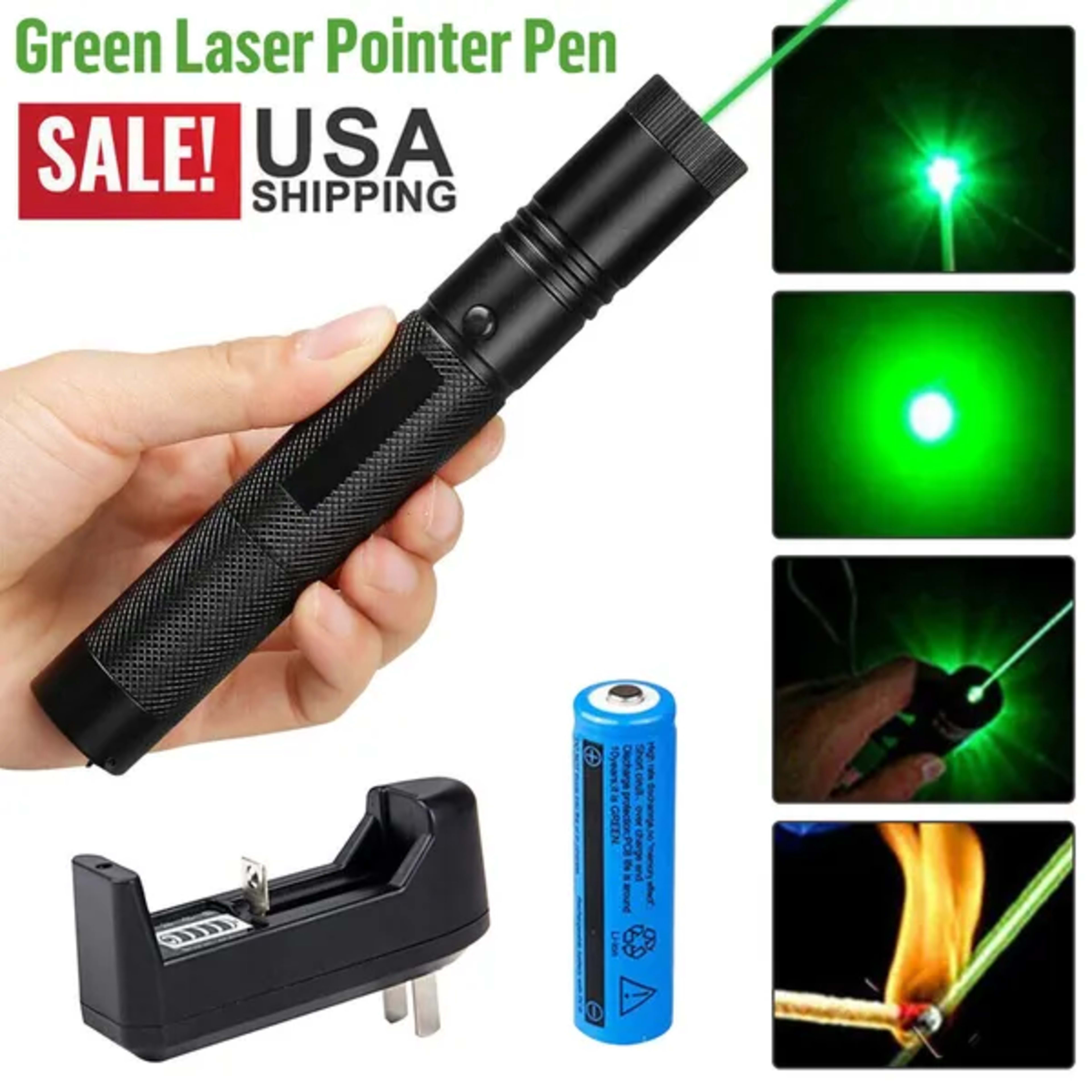 Green Laser Pointer Pen Assassin Visible Lazer&Battery&Charger 1mw 4